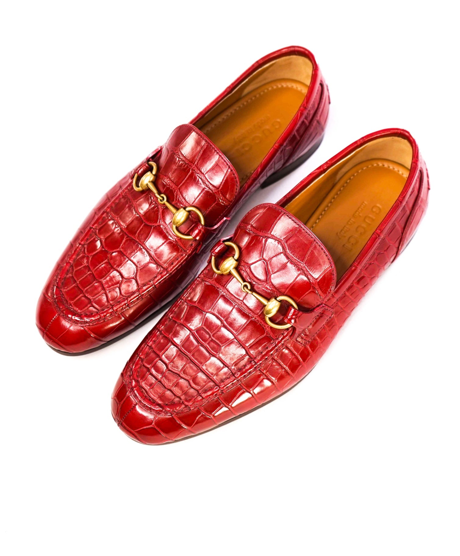 $4,300 GUCCI "JORDAAN" Crocodile Skin Red Loafers 6.5 US (6G)