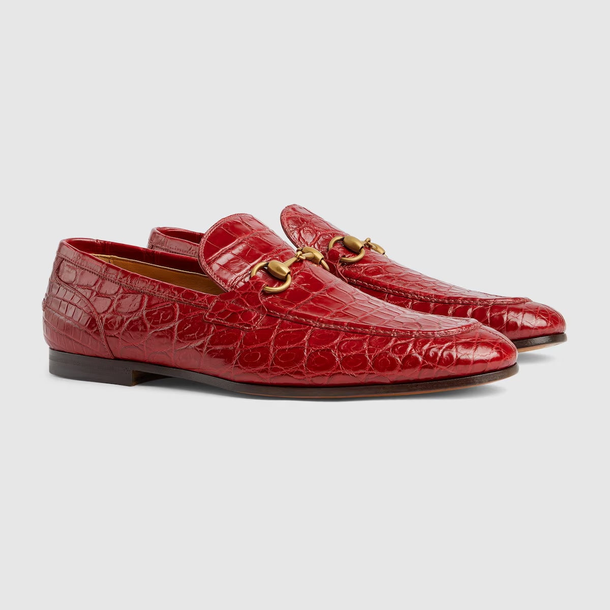 $4,300 GUCCI "JORDAAN" Crocodile Skin Red Loafers 6.5 US (6G)