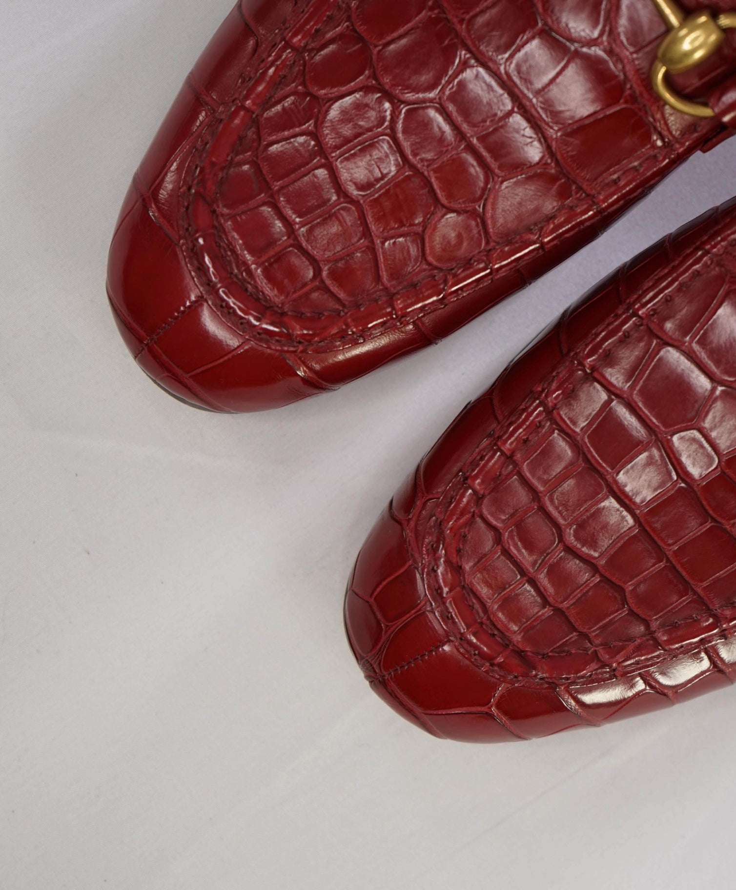 $4,300 GUCCI "JORDAAN" Crocodile Skin Red Loafers 6.5 US (6G)