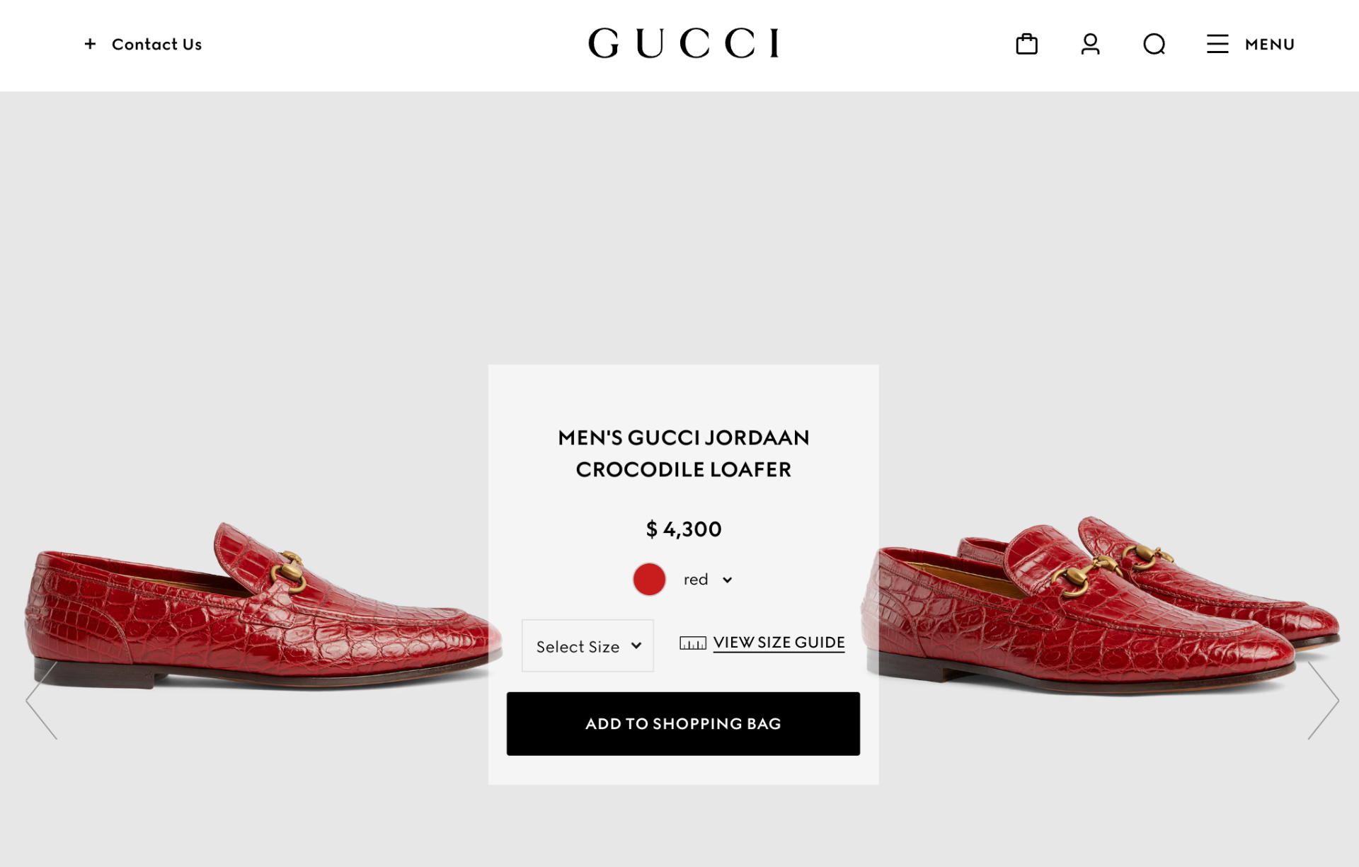 $4,300 GUCCI "JORDAAN" Crocodile Skin Red Loafers 6.5 US (6G)