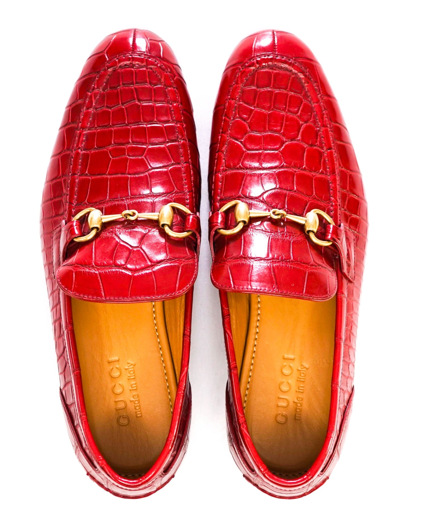 $4,300 GUCCI "JORDAAN" Crocodile Skin Red Loafers 6.5 US (6G)