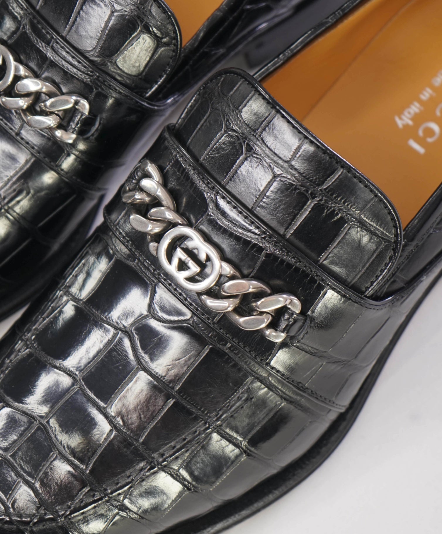 $4,300 GUCCI Black Loafers Alligator Leather GG Bit 9.5 US (9G)