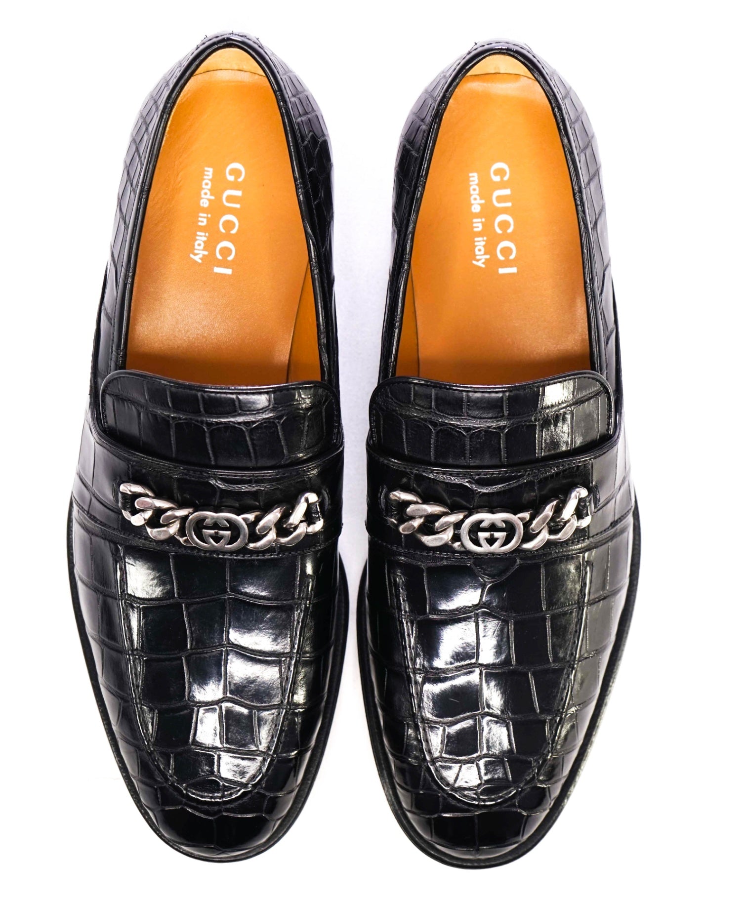$4,300 GUCCI Black Loafers Alligator Leather GG Bit 9.5 US (9G)