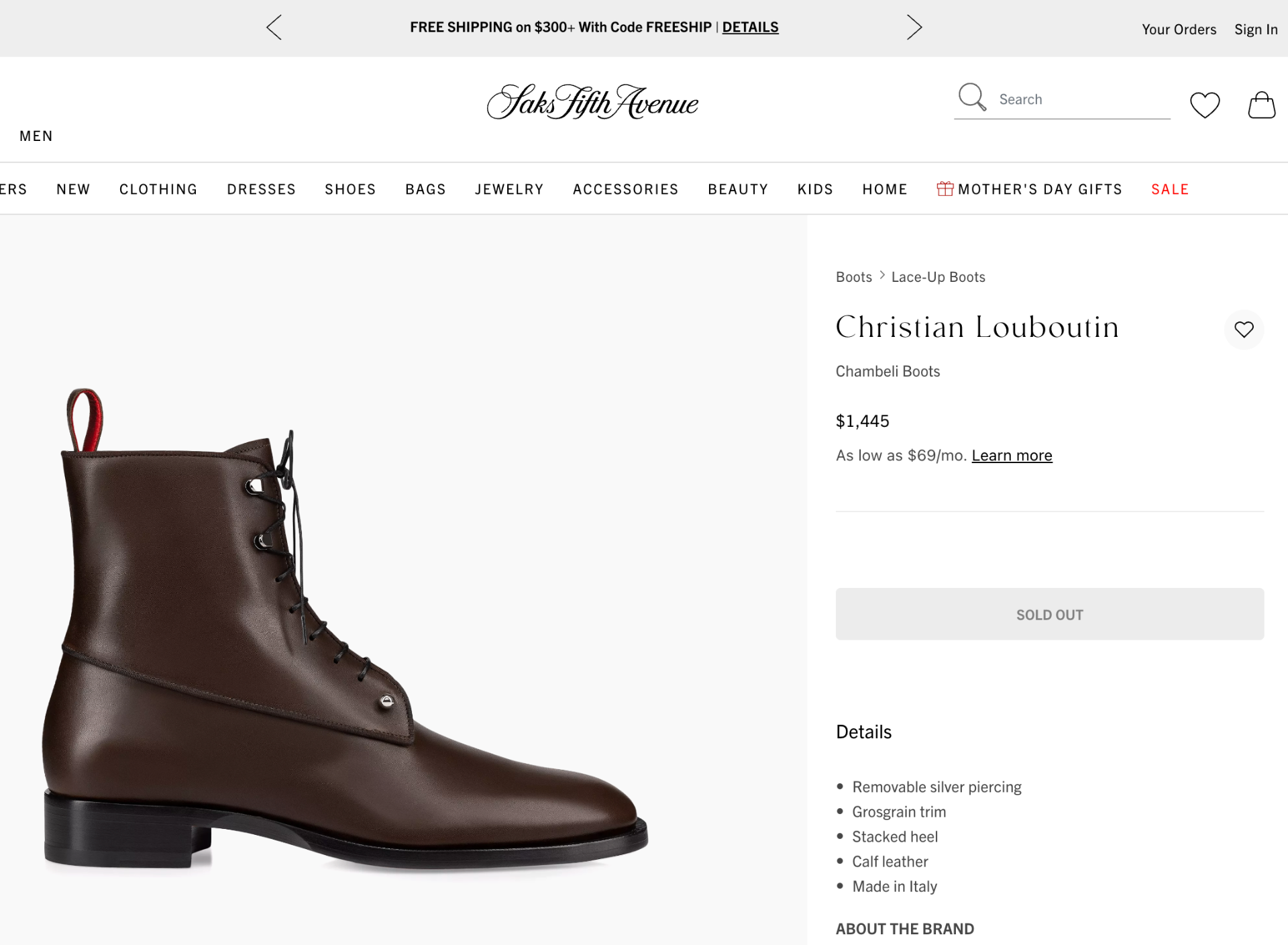 $1,445 Christian Louboutin "Chambeli" Brown Boots Leather 10 US (43EU)