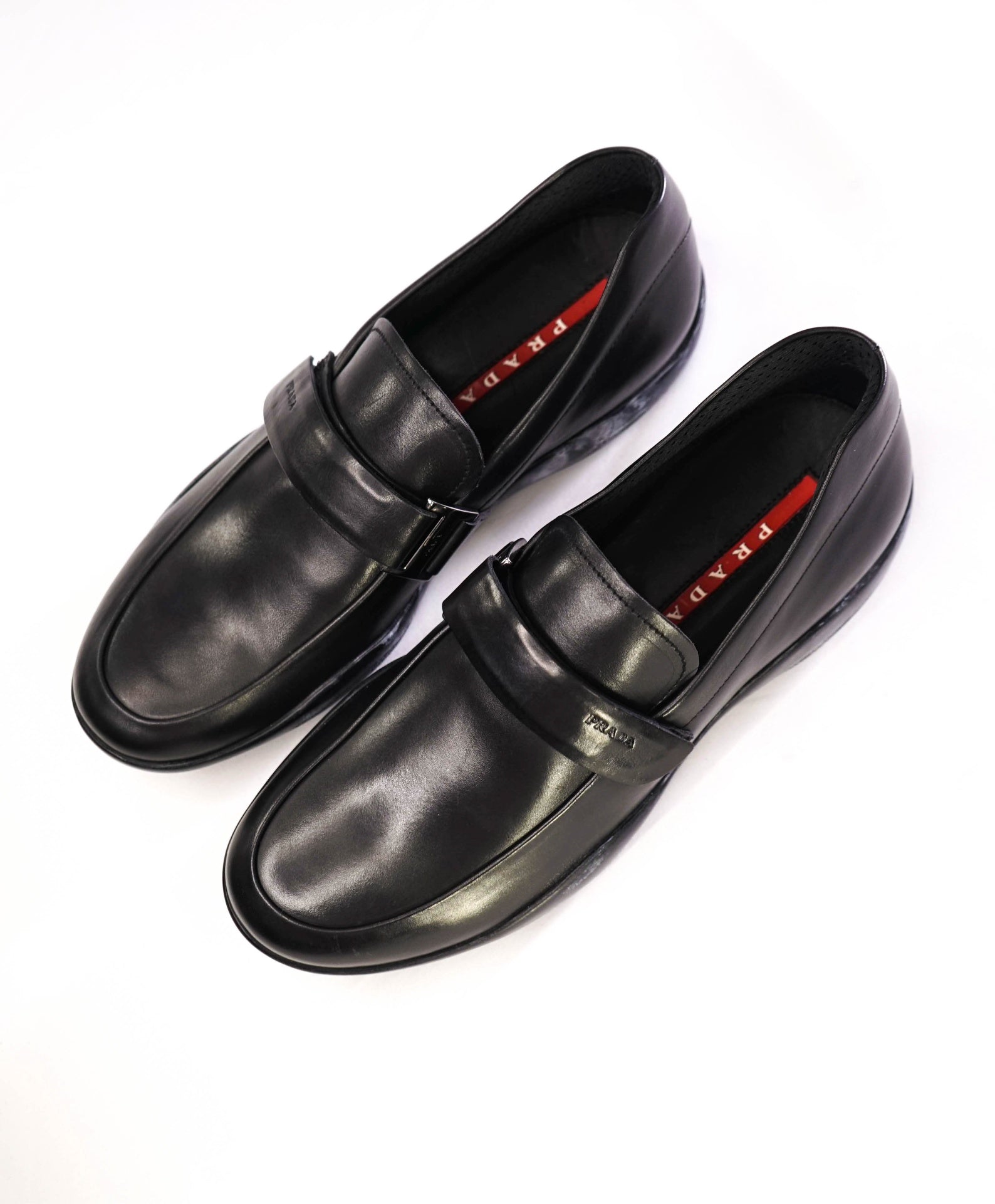 $950 Prada LINEA ROSSA Black Leather Footwear US 7 (6UK)