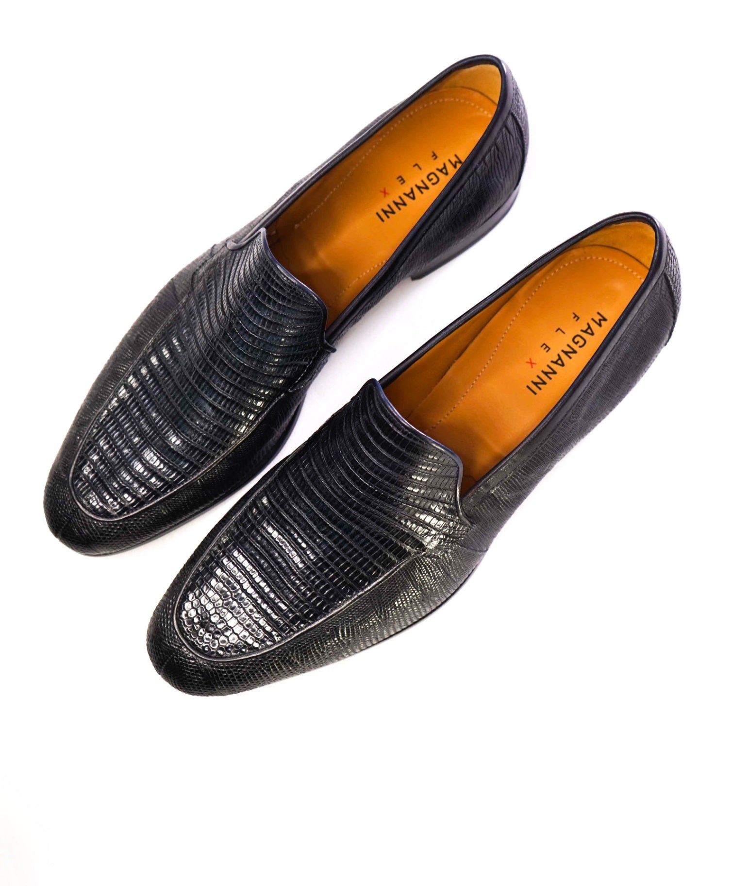 $795 MAGNANNI "Vincente" Navy Genuine Lizard Skin Loafers 12US (45EU)