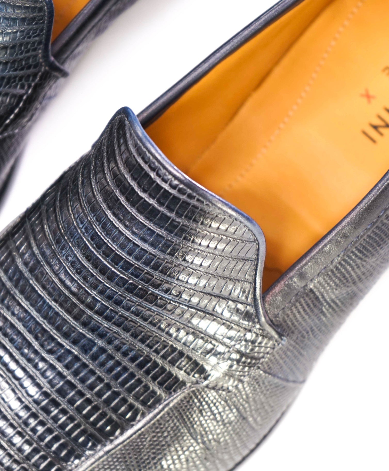 $795 MAGNANNI "Vincente" Navy Genuine Lizard Skin Loafers 12US (45EU)