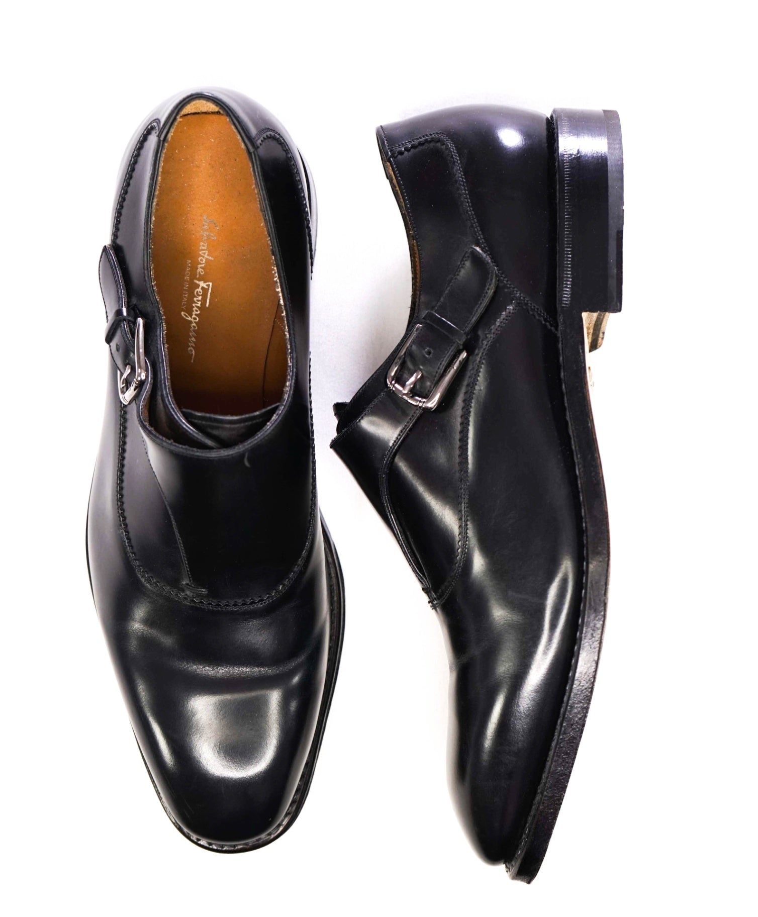$1,295 Salvatore Ferragamo TRAMEZZA Black Leather Footwear 9 EE