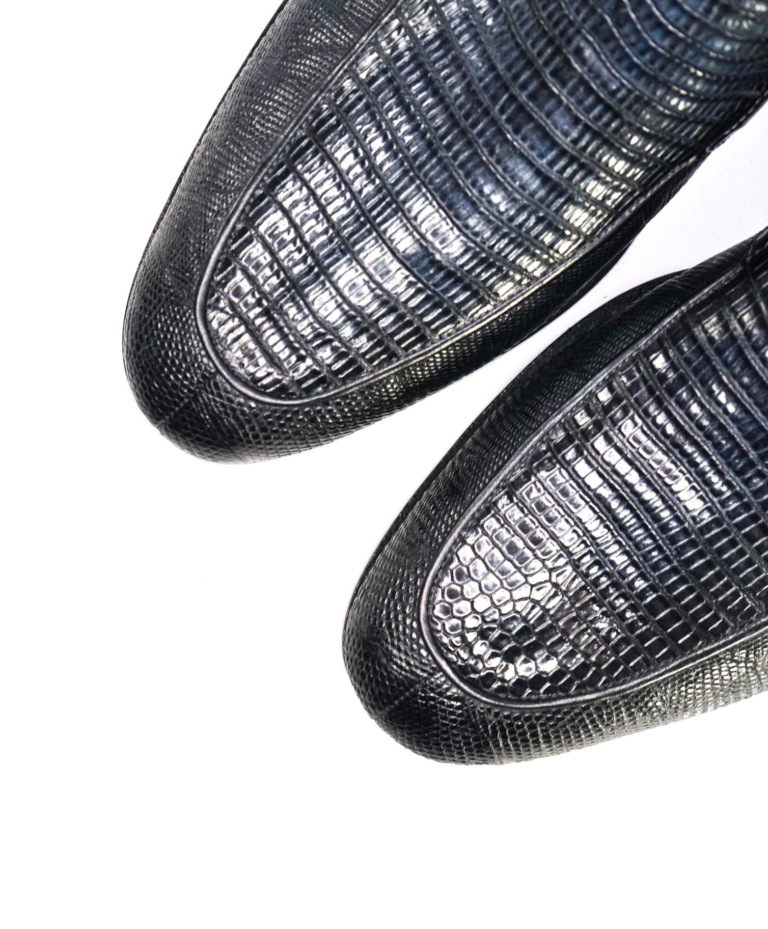 $795 MAGNANNI "Vincente" Navy Genuine Lizard Skin Loafers 12US (45EU)