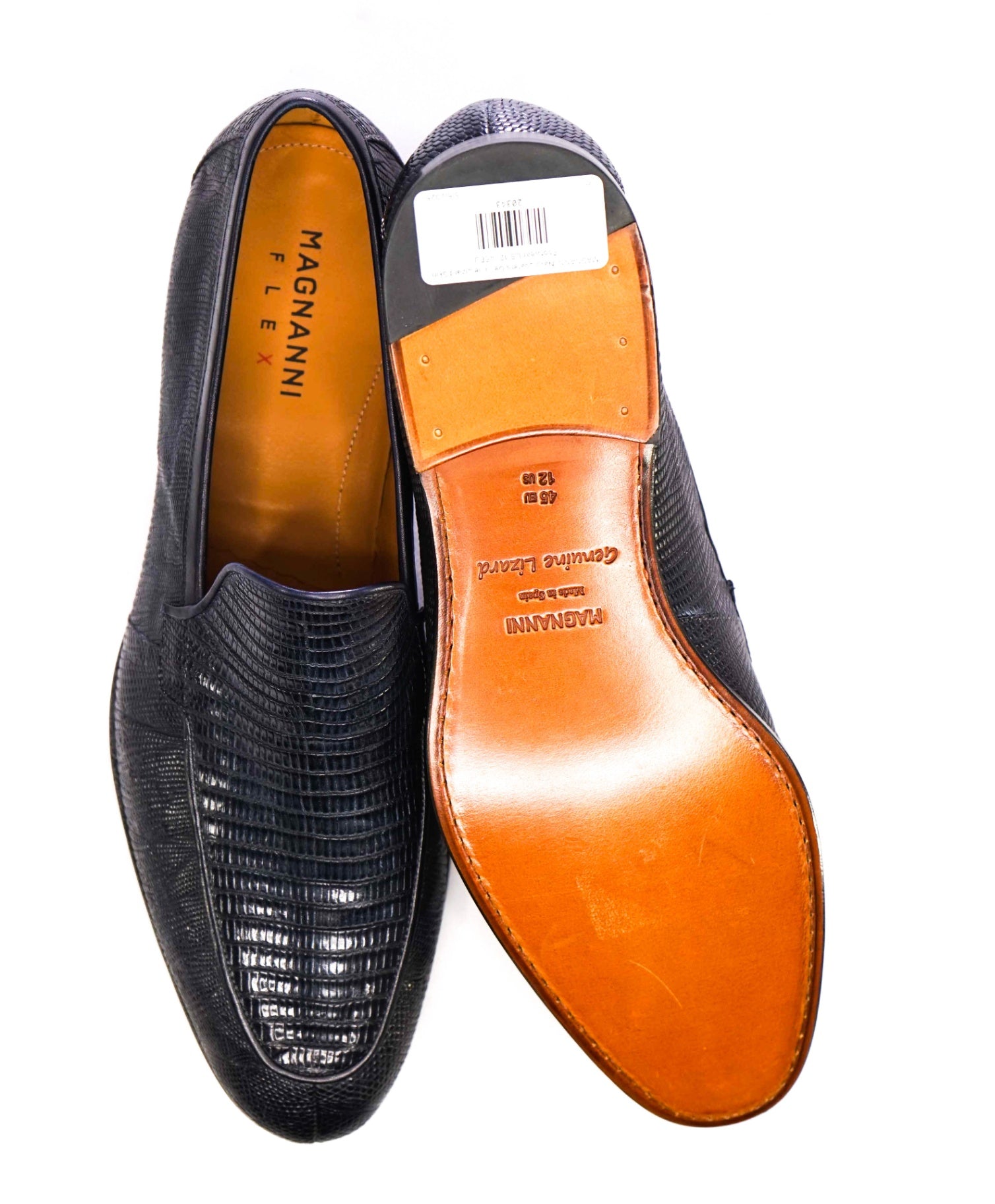 $795 MAGNANNI "Vincente" Navy Genuine Lizard Skin Loafers 12US (45EU)