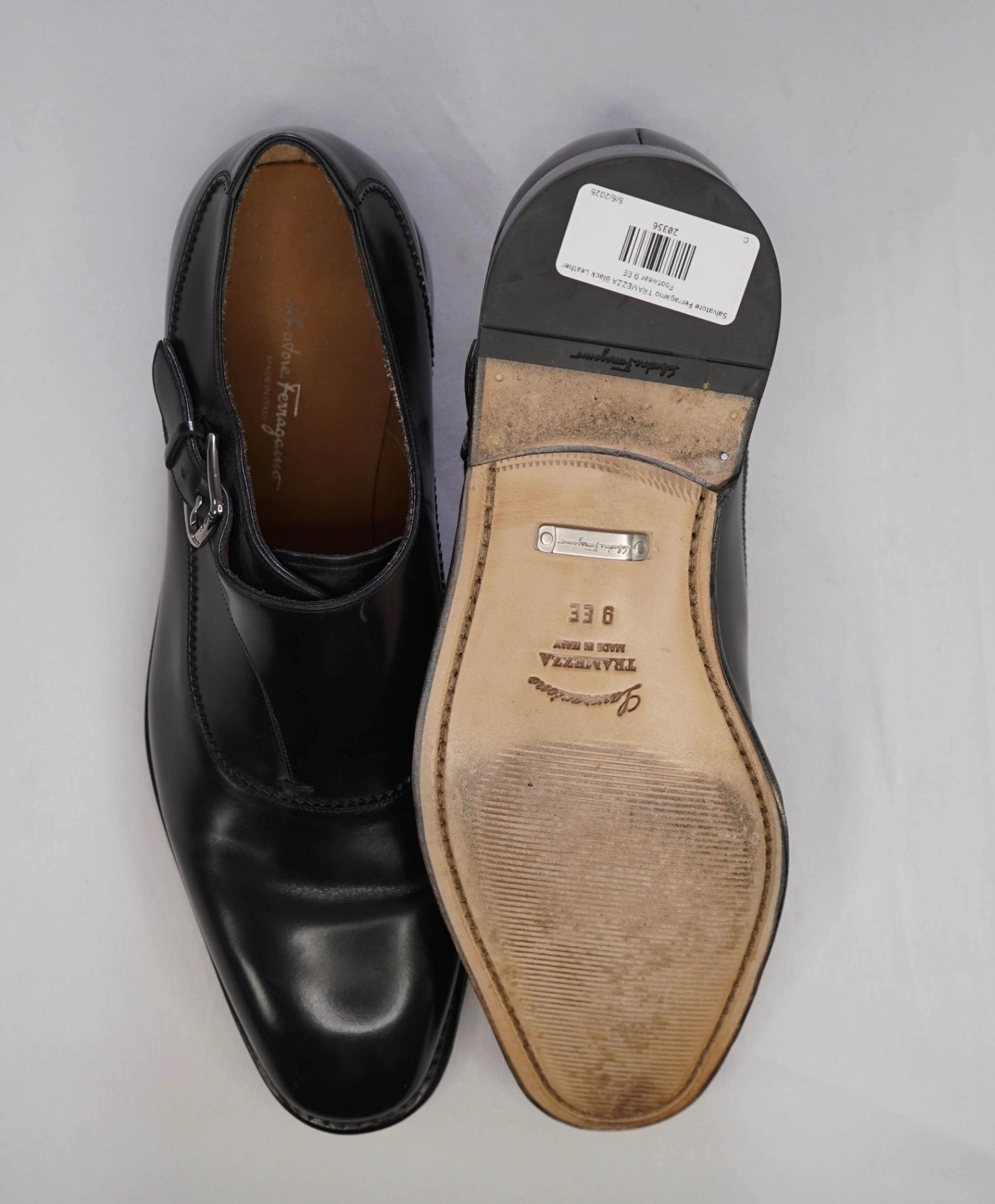 $1,295 Salvatore Ferragamo TRAMEZZA Black Leather Footwear 9 EE