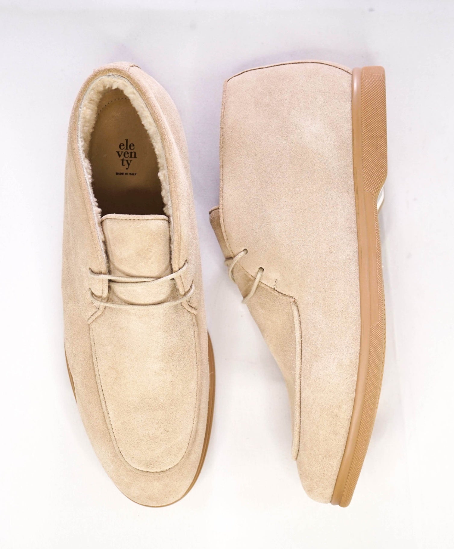 $795 Eleventy Stone Suede Shearling Lined Chukka US 10.5 (43.5EU)