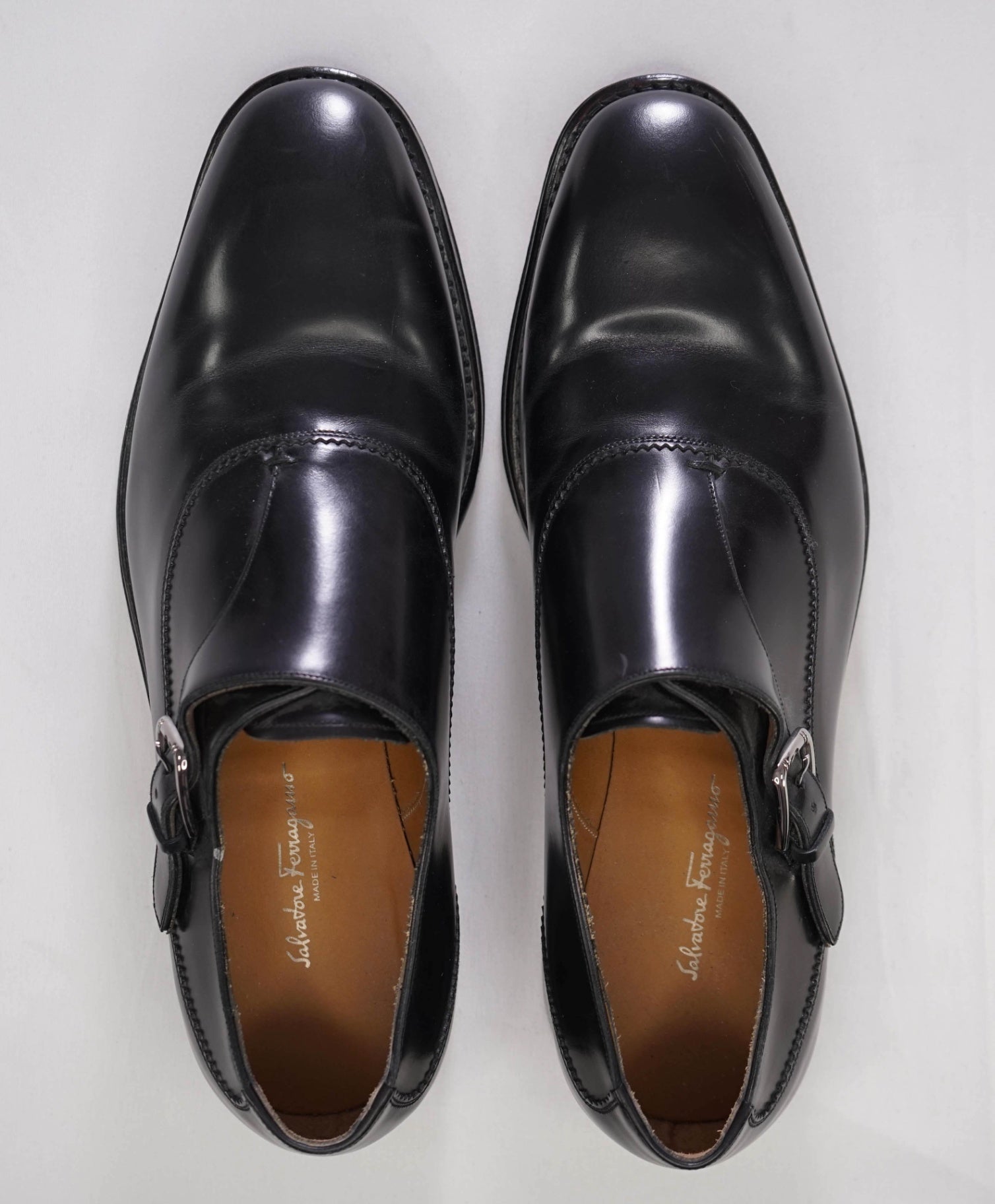 $1,295 Salvatore Ferragamo TRAMEZZA Black Leather Footwear 9 EE