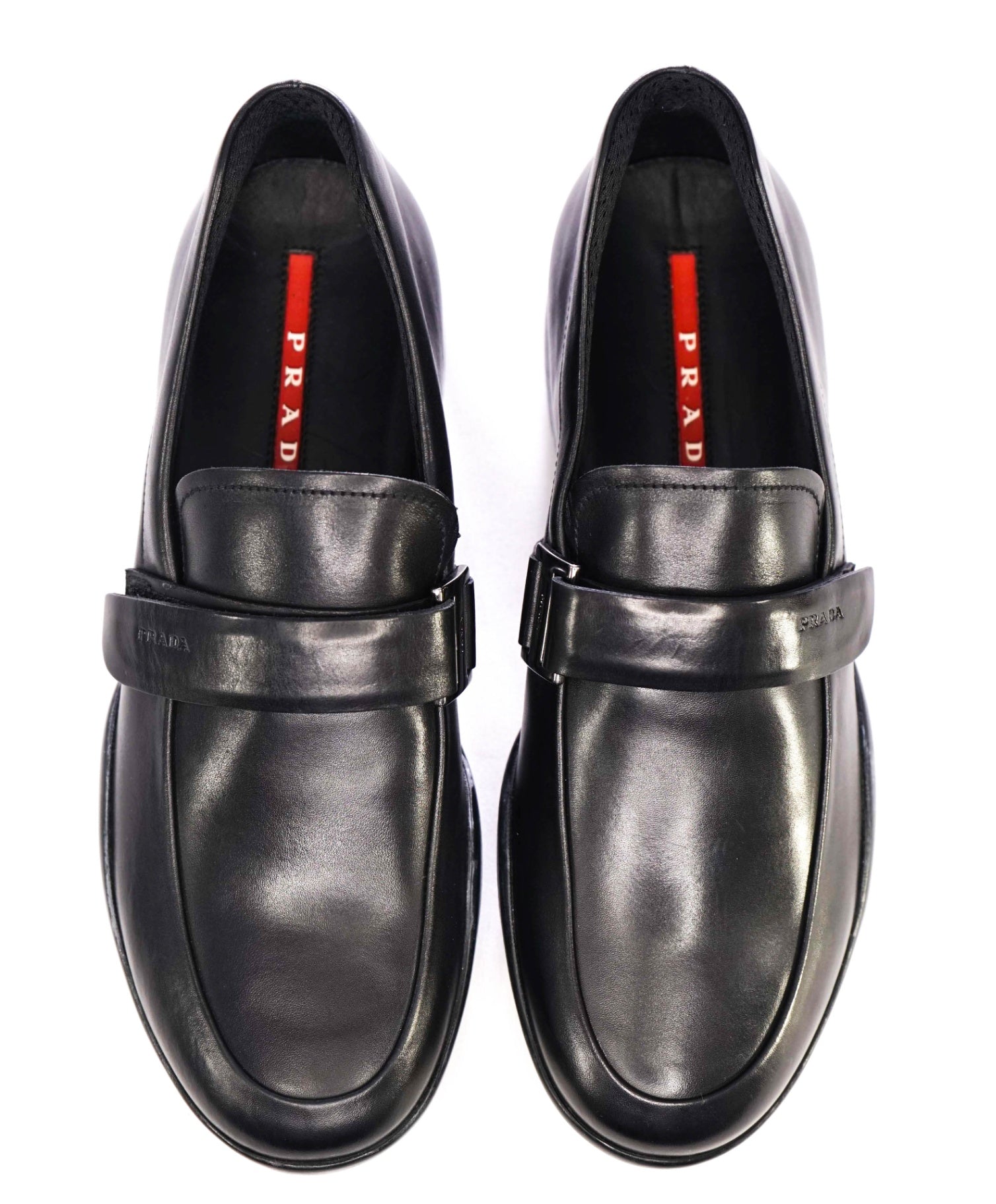 $950 Prada LINEA ROSSA Black Leather Footwear US 7 (6UK)