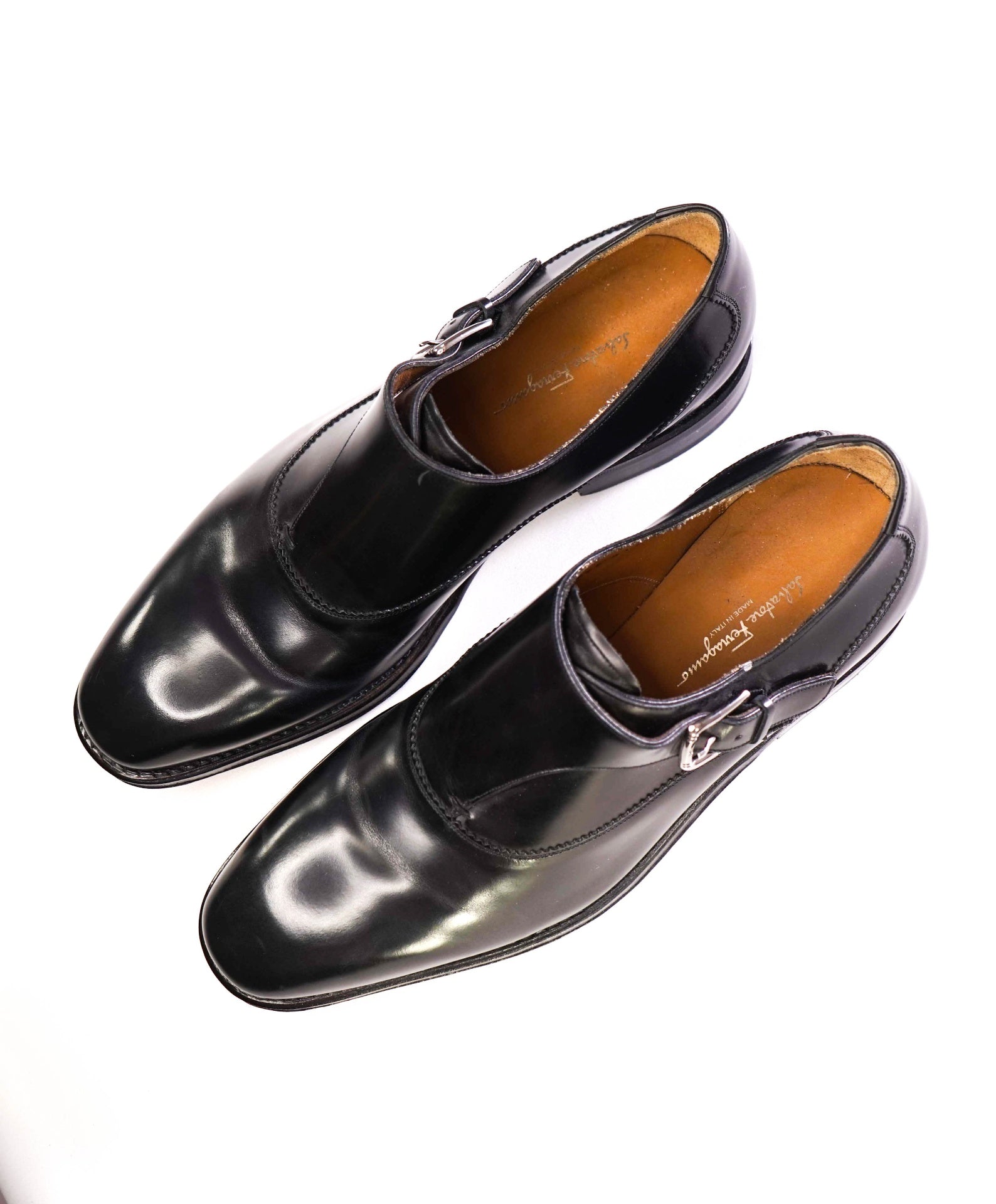 $1,295 Salvatore Ferragamo TRAMEZZA Black Leather Footwear 9 EE