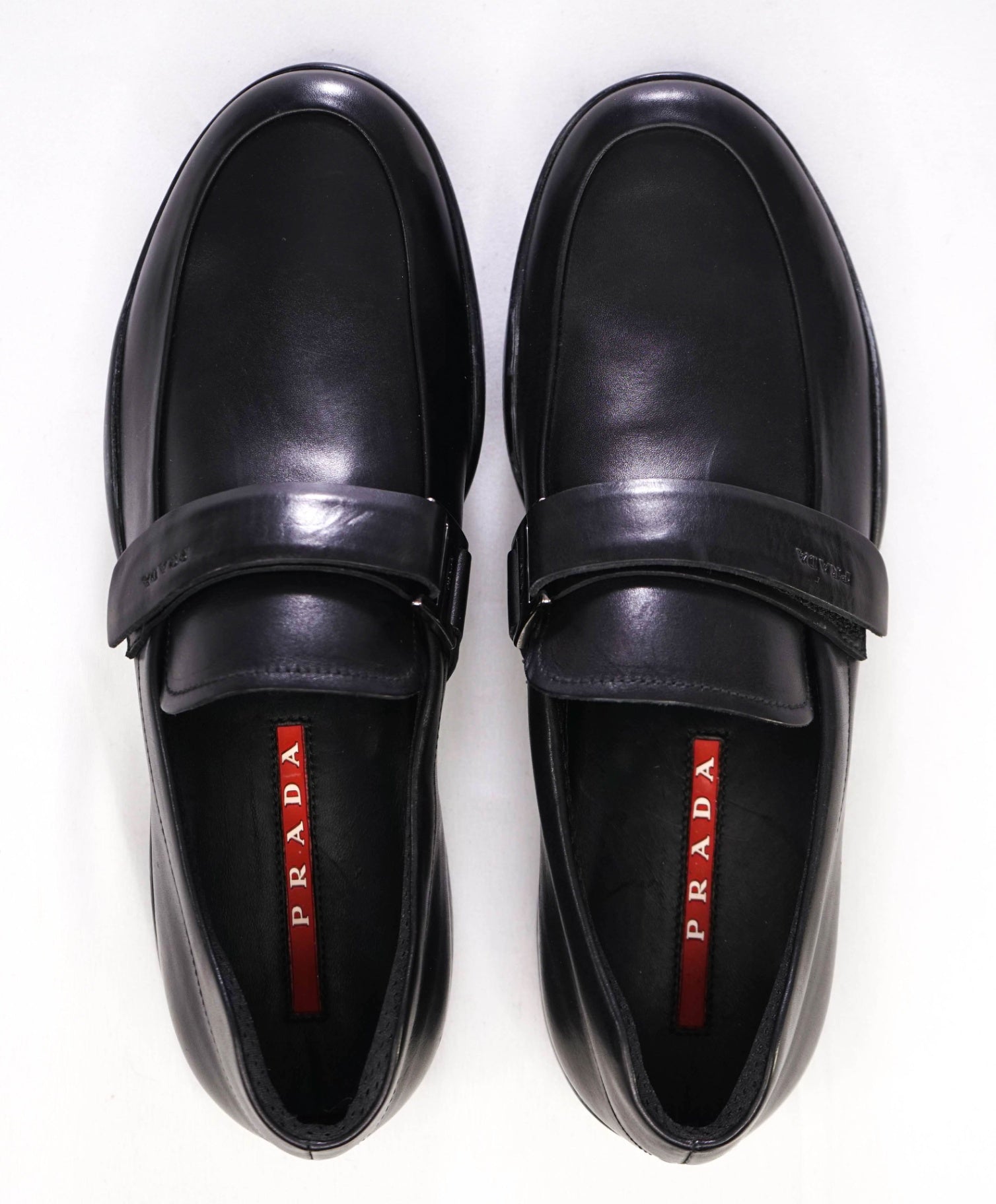$950 Prada LINEA ROSSA Black Leather Footwear US 7 (6UK)