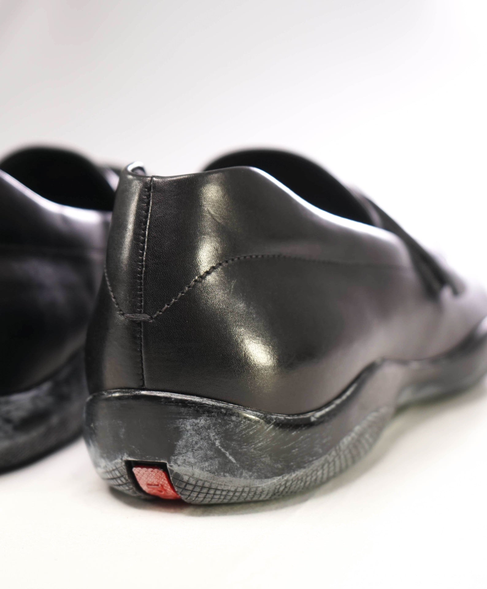 $950 Prada LINEA ROSSA Black Leather Footwear US 7 (6UK)