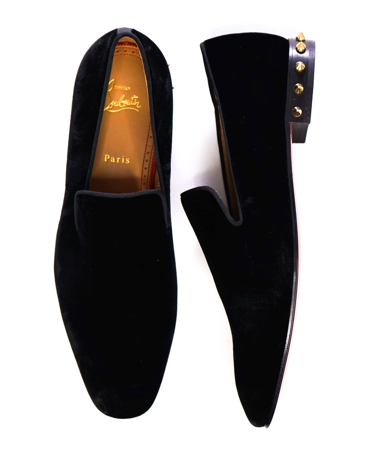 $1,200 Christain Louboutin "MARQUEES Spiked" Black Loafer US 9.5 (42.5 EU)