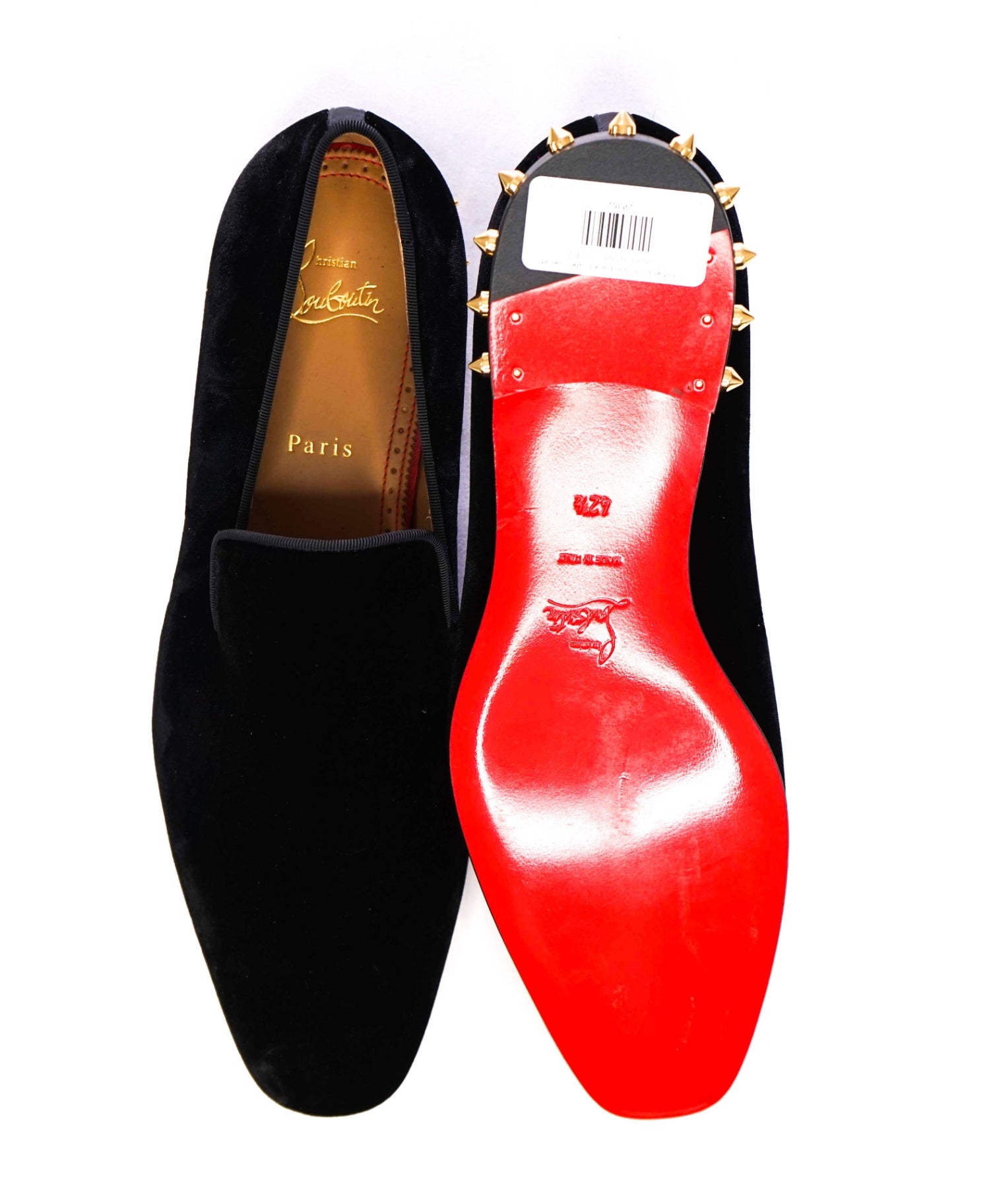 $1,200 Christain Louboutin "MARQUEES Spiked" Black Loafer US 9.5 (42.5 EU)