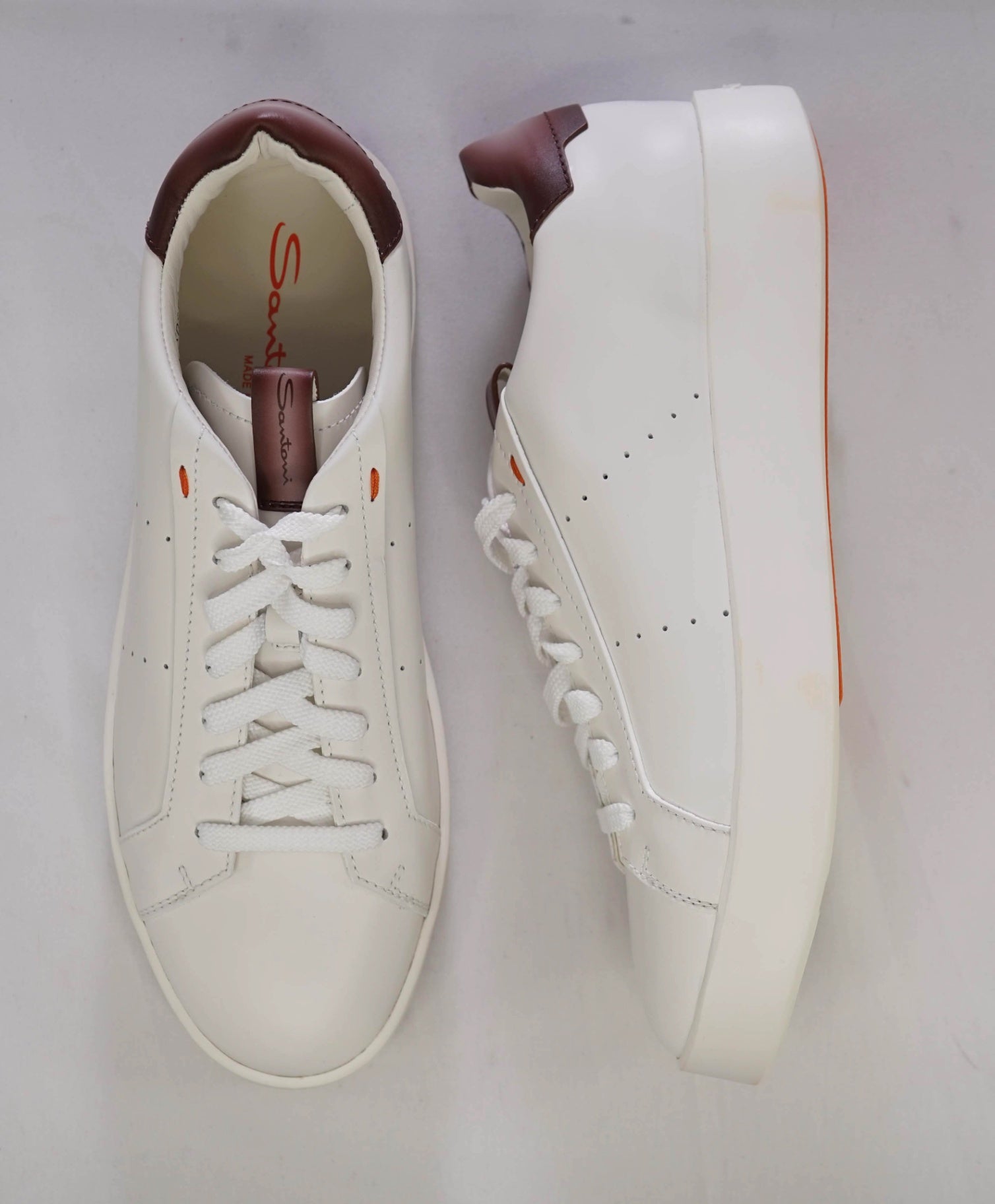 $700 Santoni White Sneakers Leather Footwear US 10 (9UK)