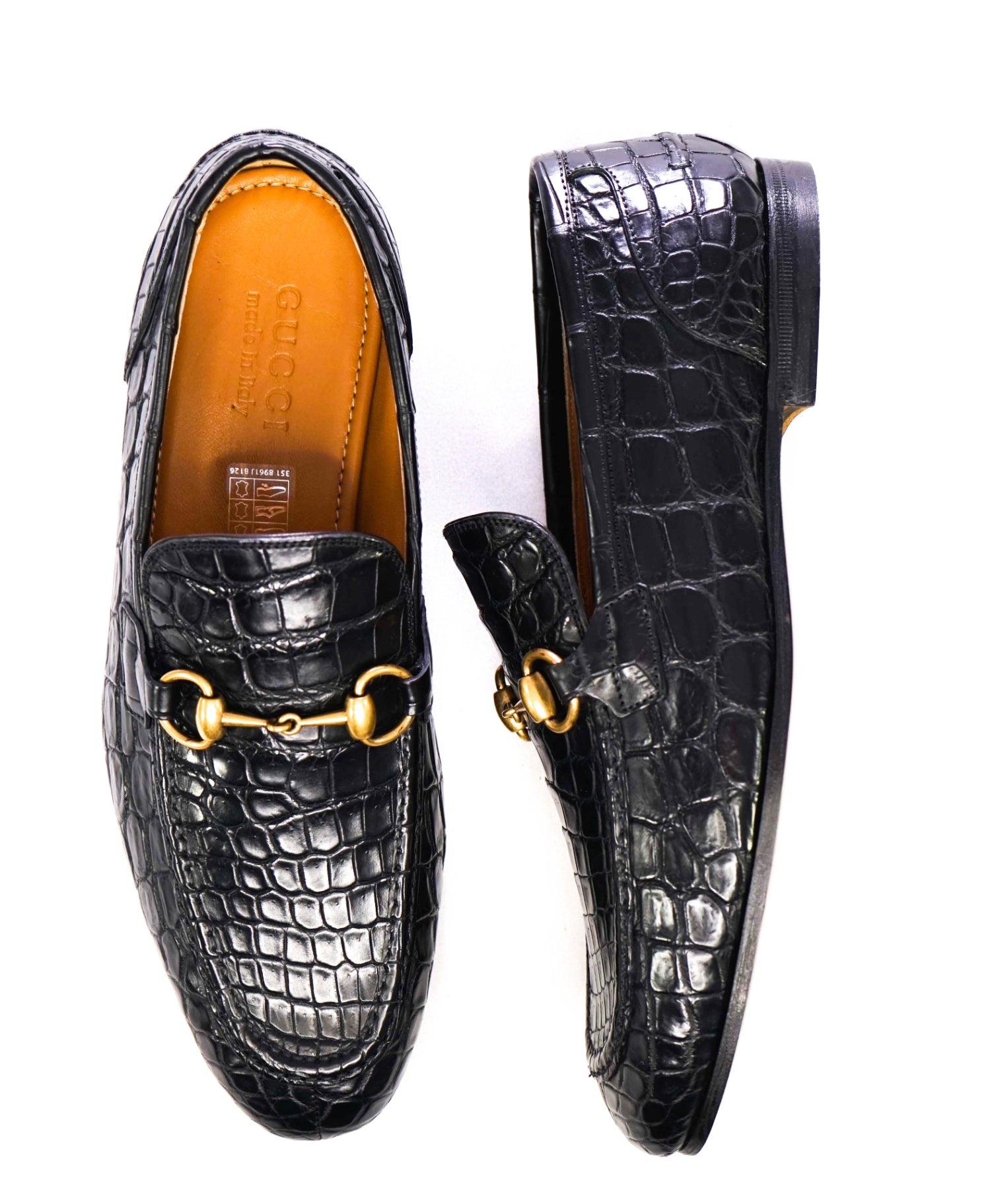 $4,300 GUCCI "JORDAAN" Crocodile Skin Black Loafers US 6.5 (6G)