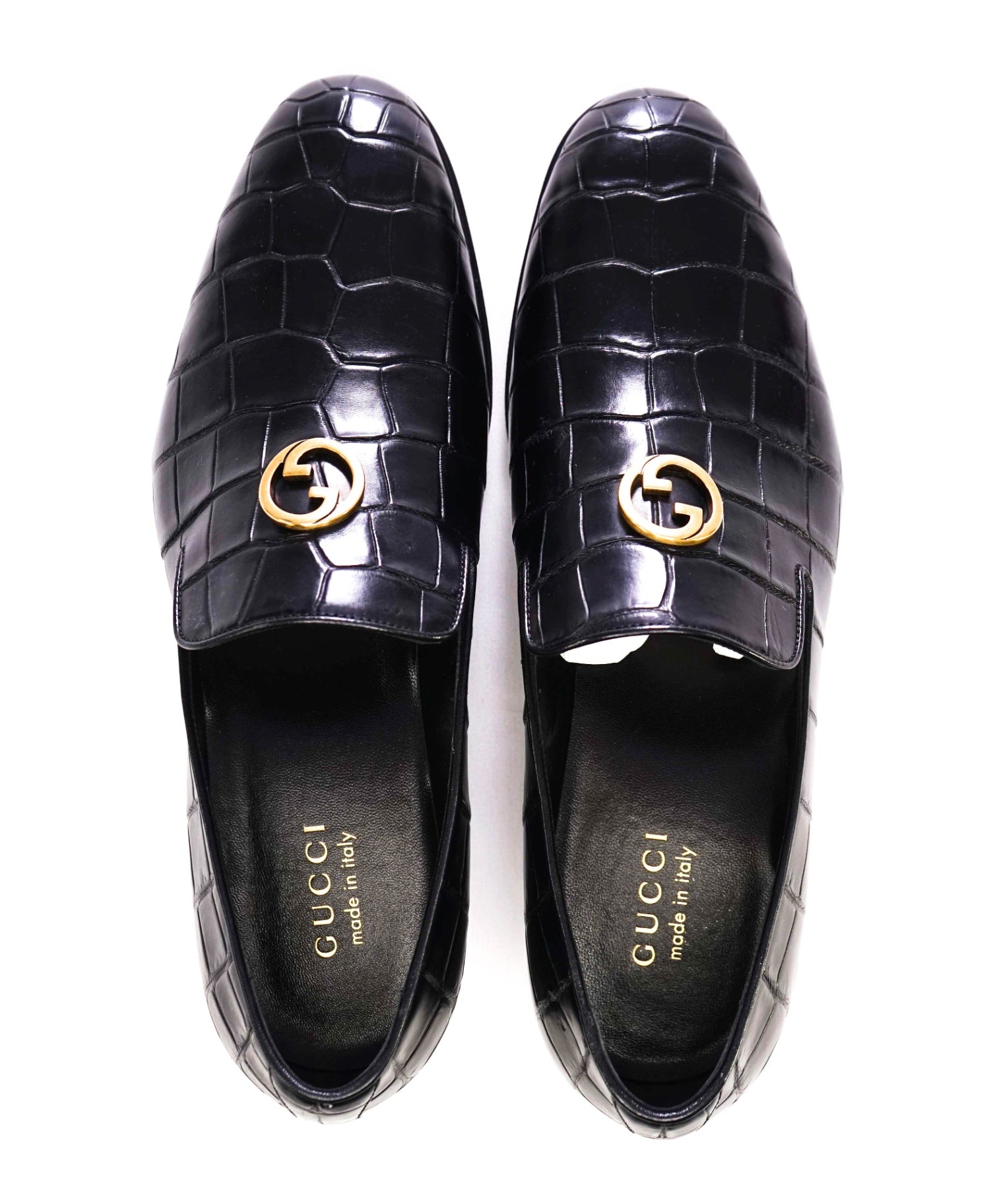 $4,300 GUCCI Black GG CROCODILE Loafers 12.5 US (12G)