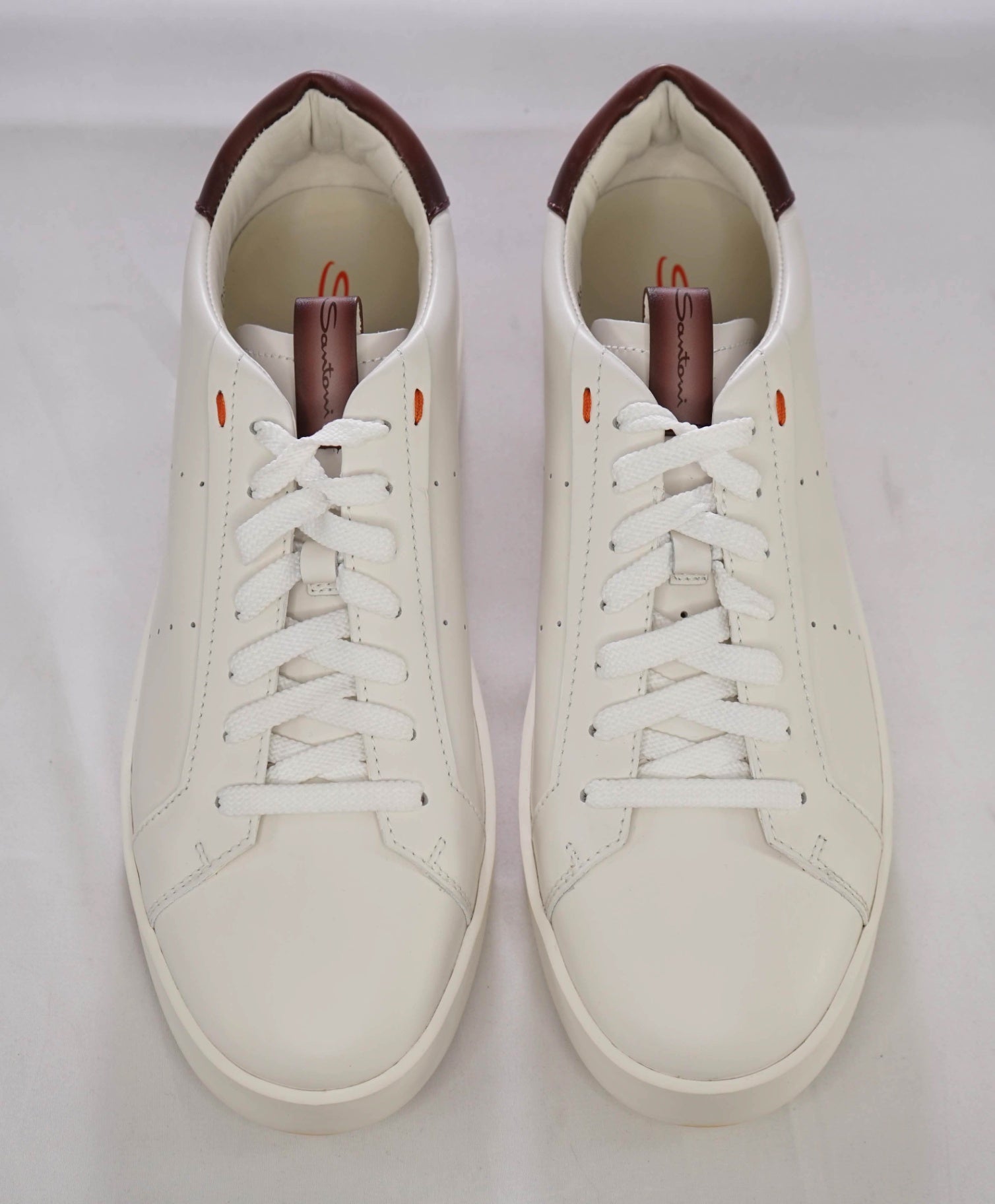 $700 Santoni White Sneakers Leather Footwear US 10 (9UK)