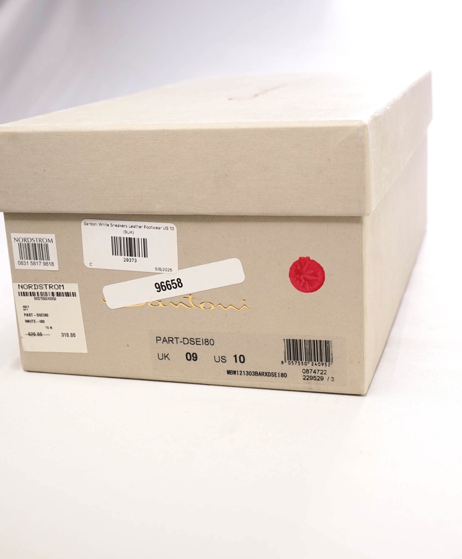 $700 Santoni White Sneakers Leather Footwear US 10 (9UK)