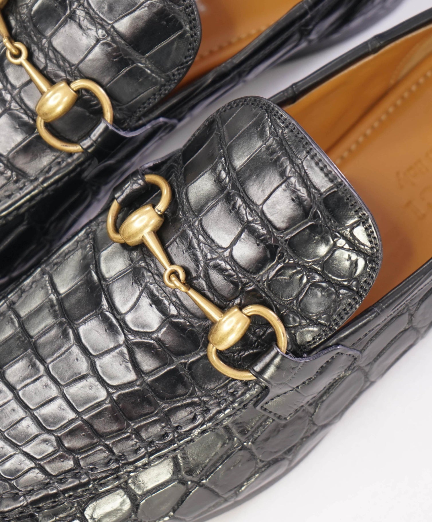 $4,300 GUCCI "JORDAAN" Crocodile Skin Black Loafers US 6.5 (6G)