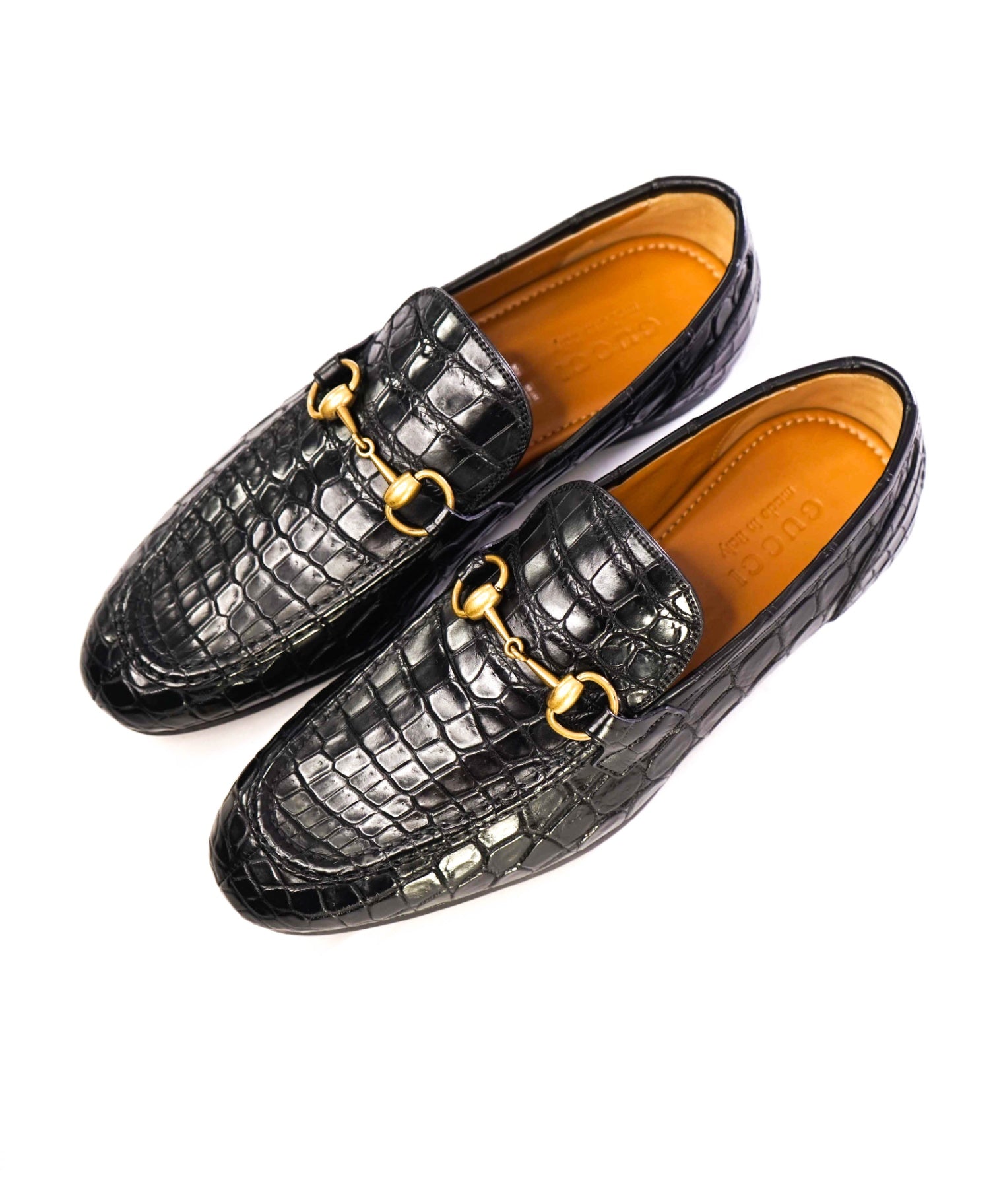 $4,300 GUCCI "JORDAAN" Crocodile Skin Black Loafers US 6.5 (6G)