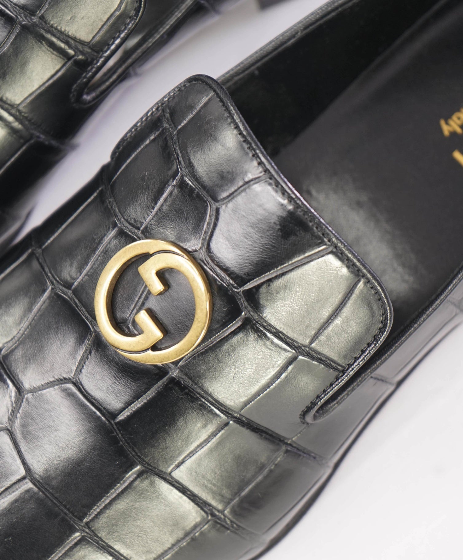 $4,300 GUCCI Black GG CROCODILE Loafers 12.5 US (12G)