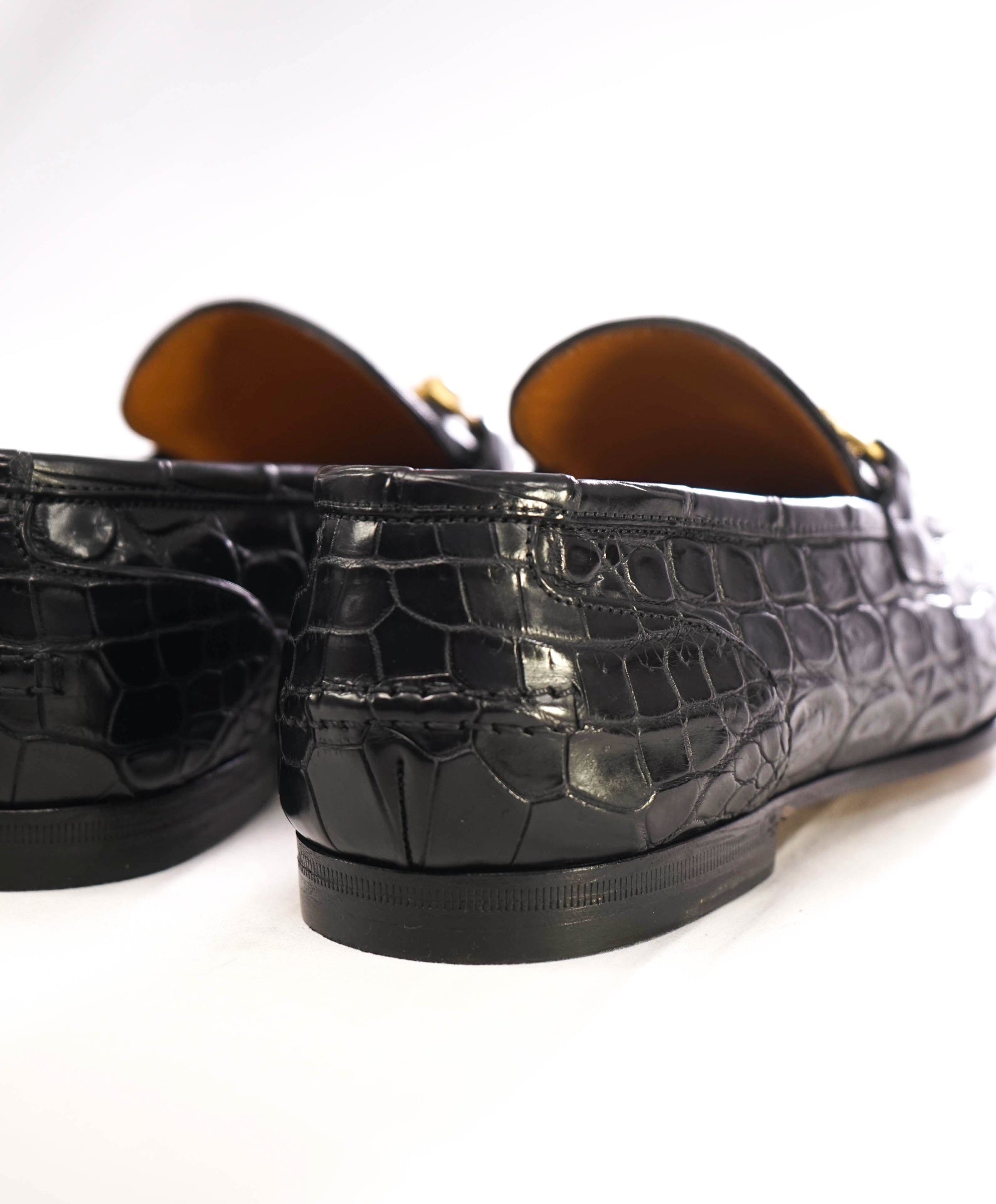 $4,300 GUCCI "JORDAAN" Crocodile Skin Black Loafers US 6.5 (6G)