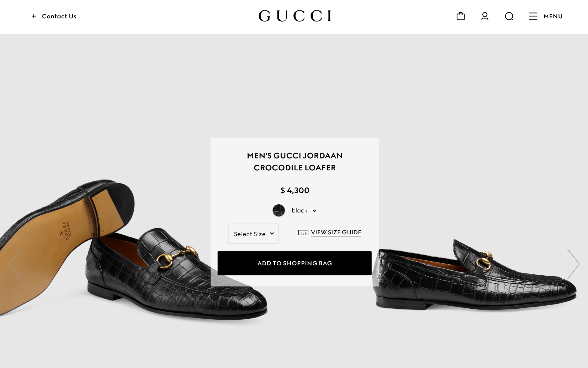 $4,300 GUCCI "JORDAAN" Crocodile Skin Black Loafers US 6.5 (6G)