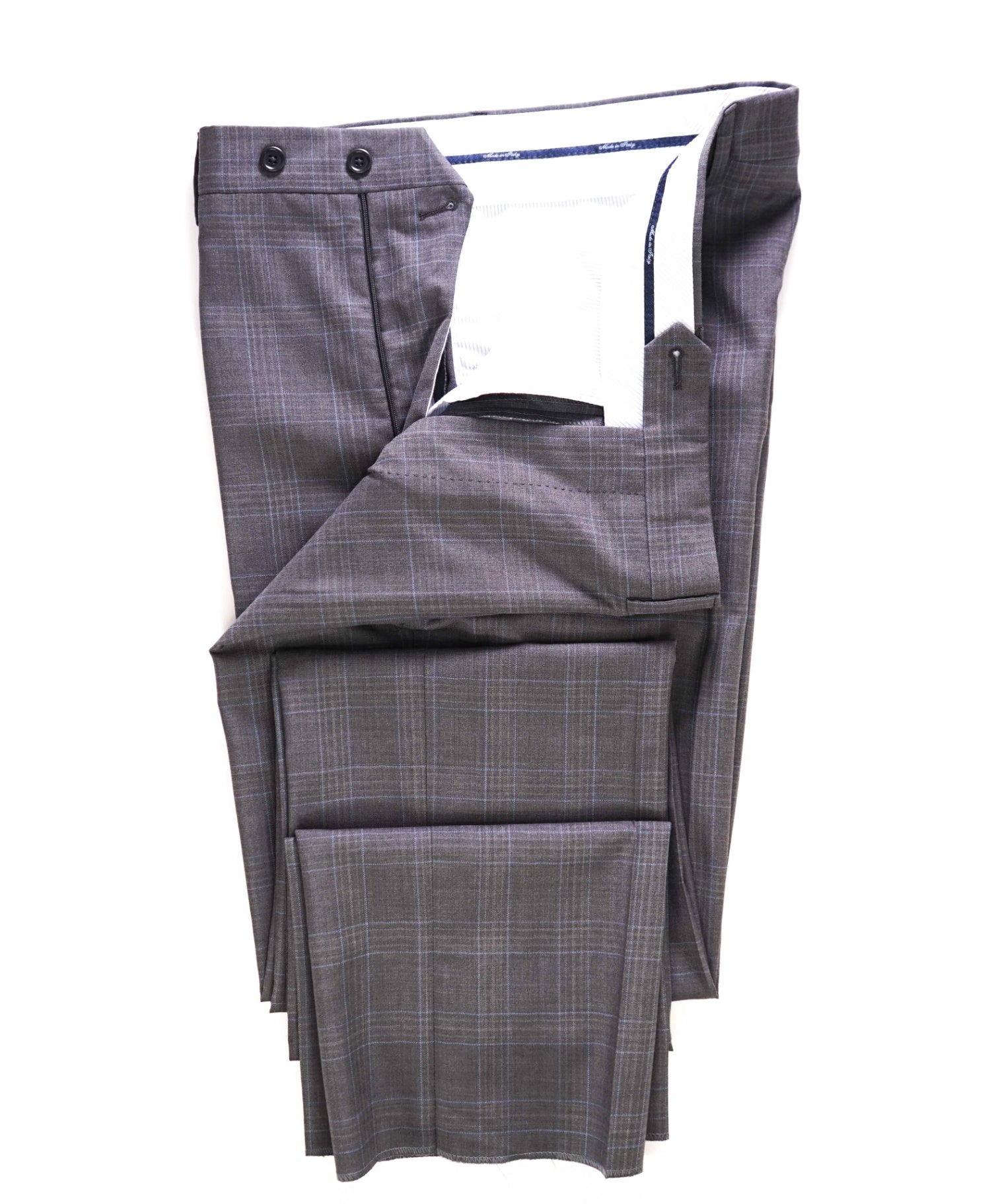 $400 Saks Fifth Avenue Grey Plaid Wool Pants 34W