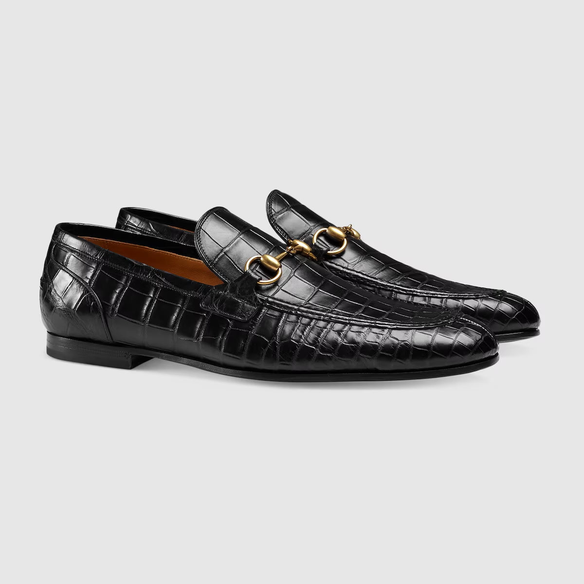 $4,300 GUCCI "JORDAAN" Crocodile Skin Black Loafers US 6.5 (6G)