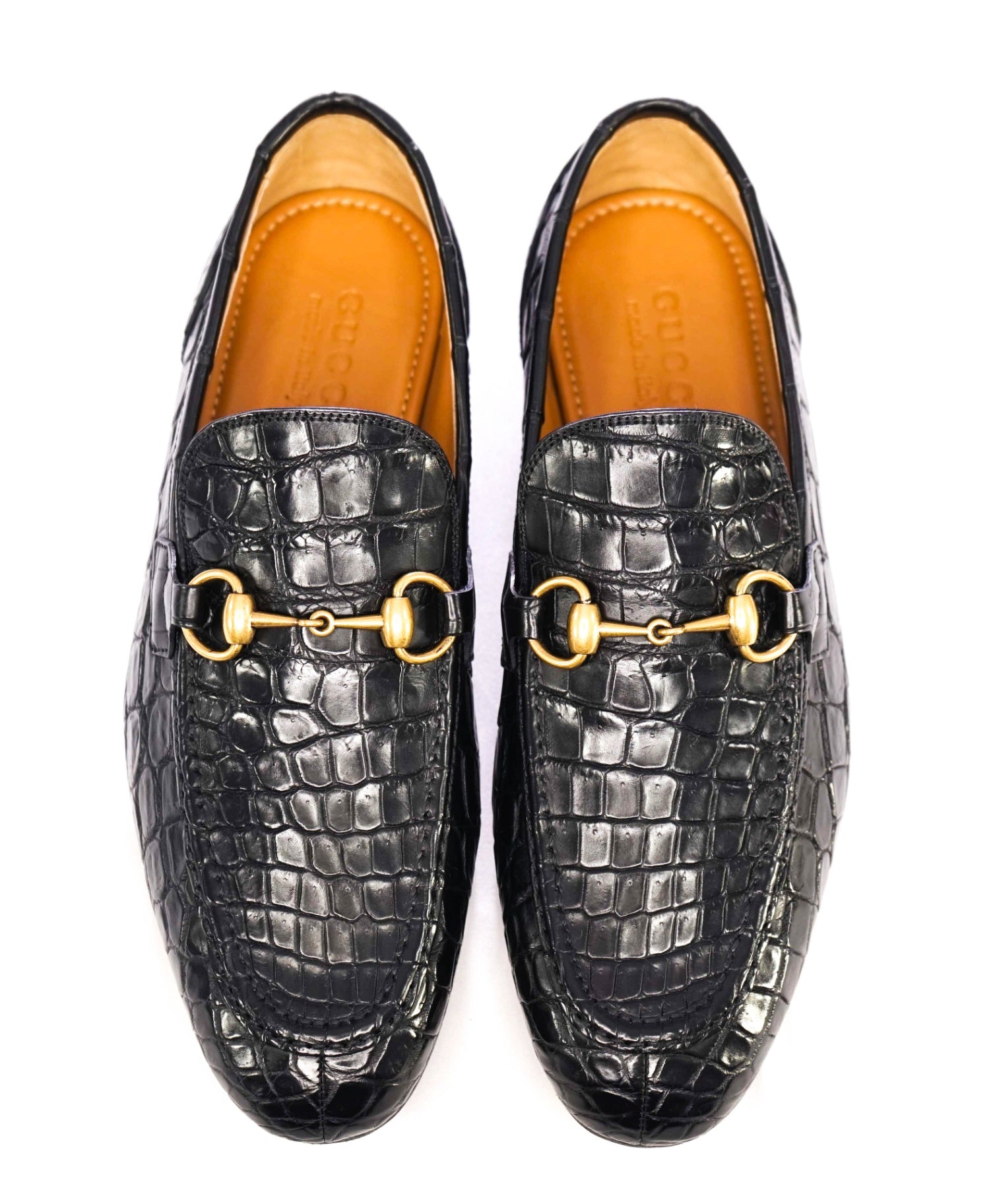 $4,300 GUCCI "JORDAAN" Crocodile Skin Black Loafers US 6.5 (6G)