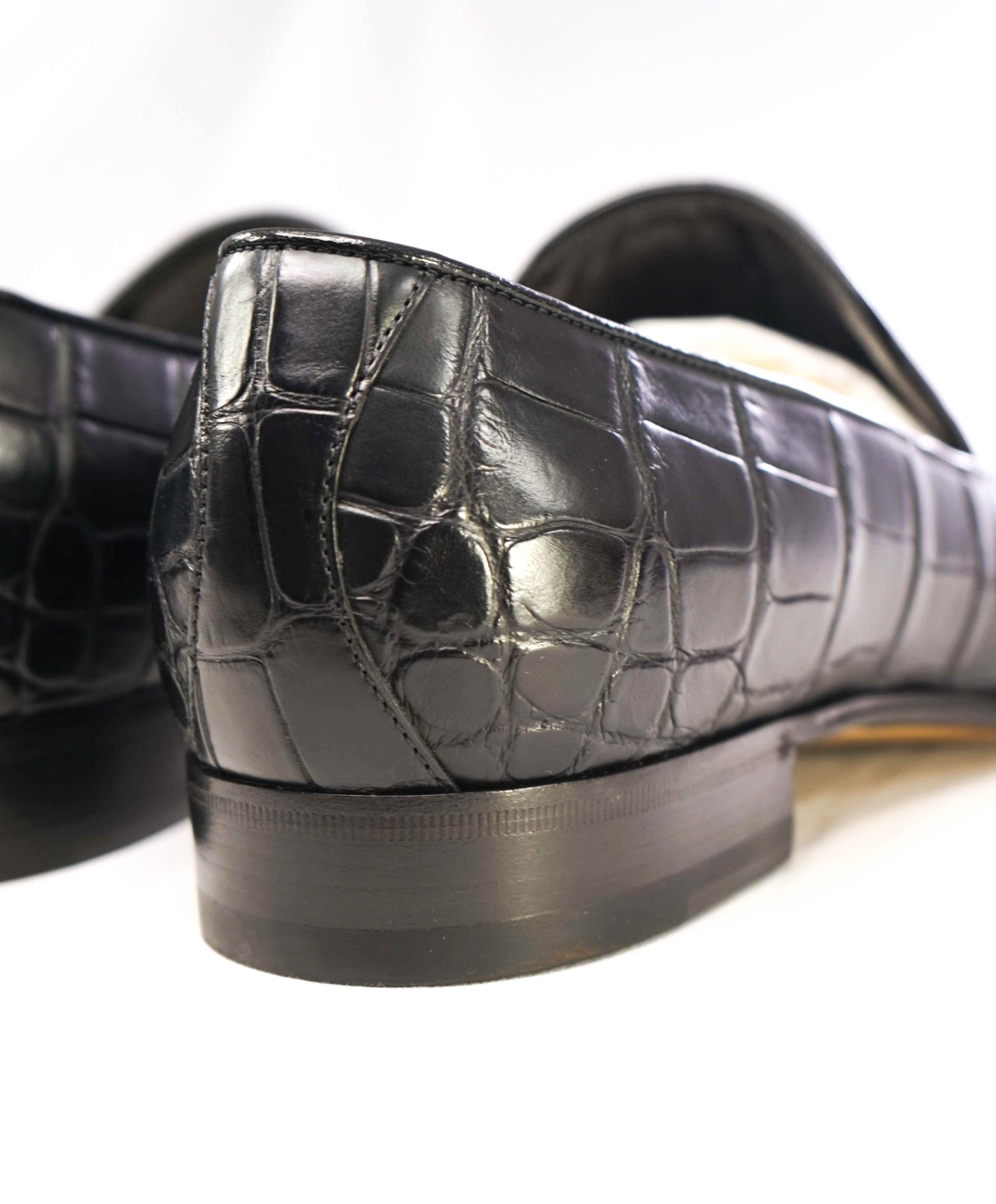 $4,300 GUCCI Black GG CROCODILE Loafers 12.5 US (12G)