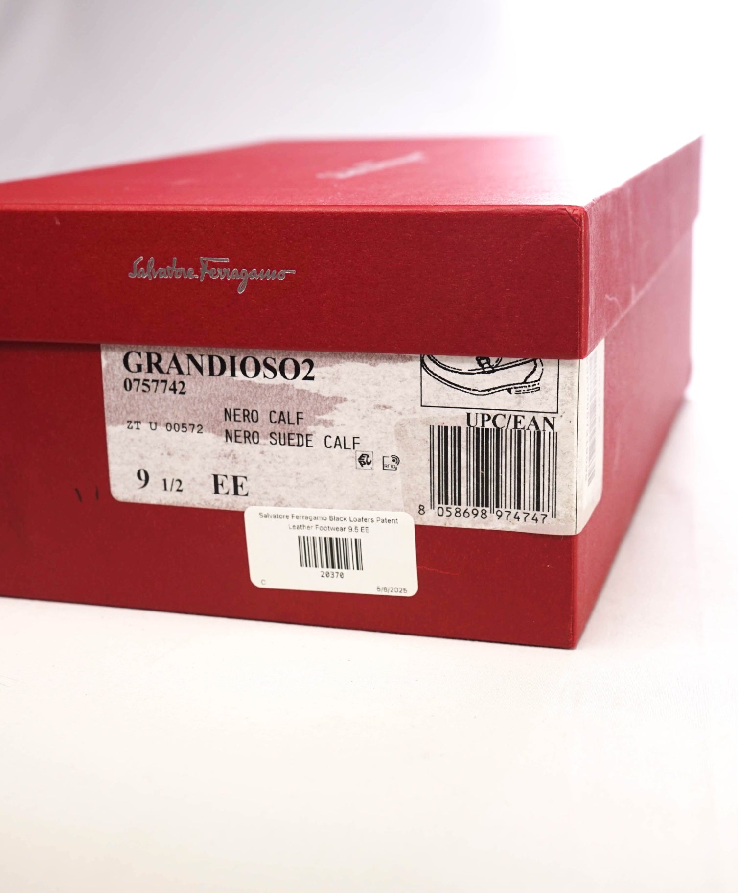 $950 Salvatore Ferragamo "Grandioso" Black Patent Leather Loafers 9.5 EE
