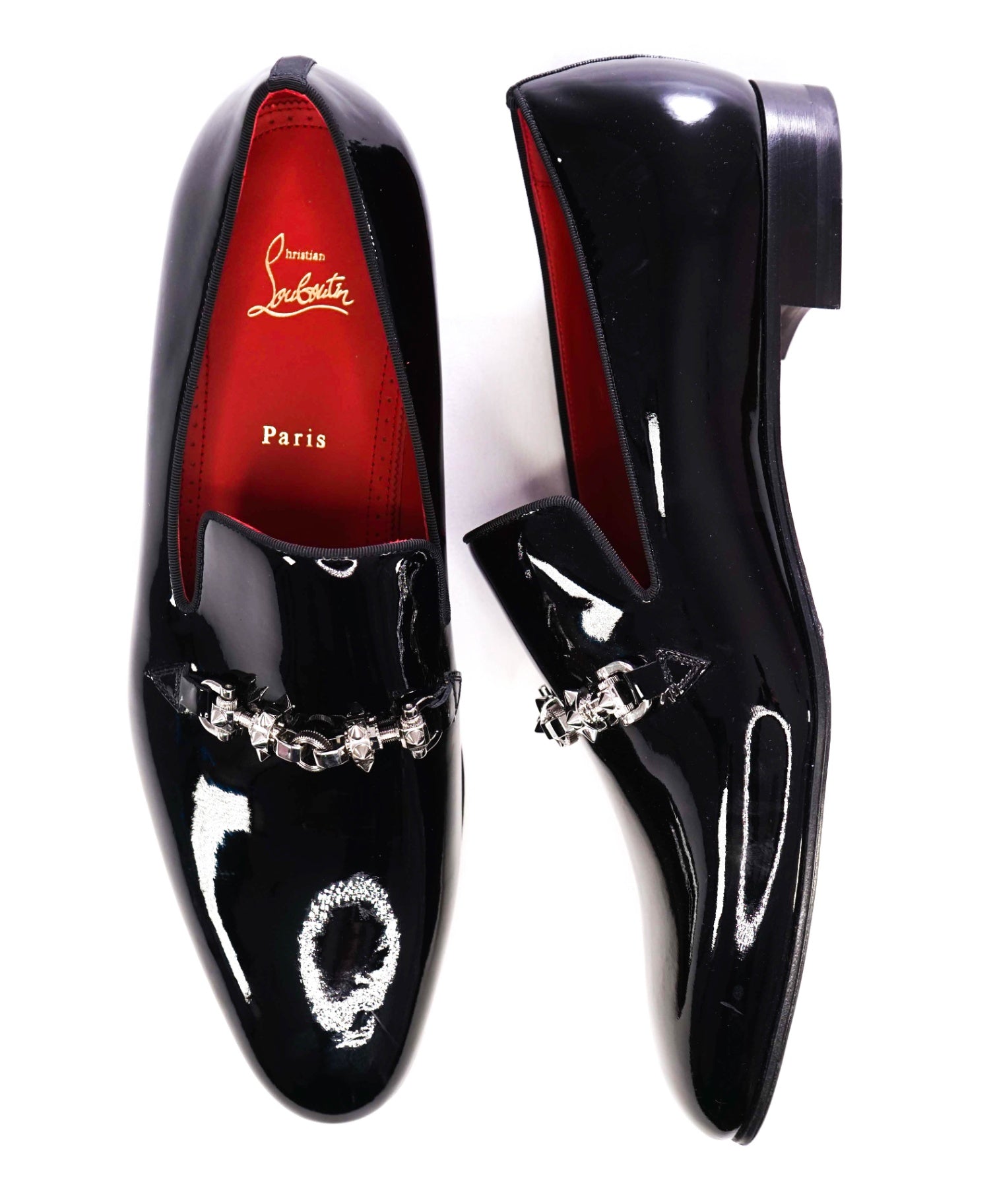$1,725 Christian Louboutin "EQUISWING" Patent Spike Loafer US 14 (47EU)