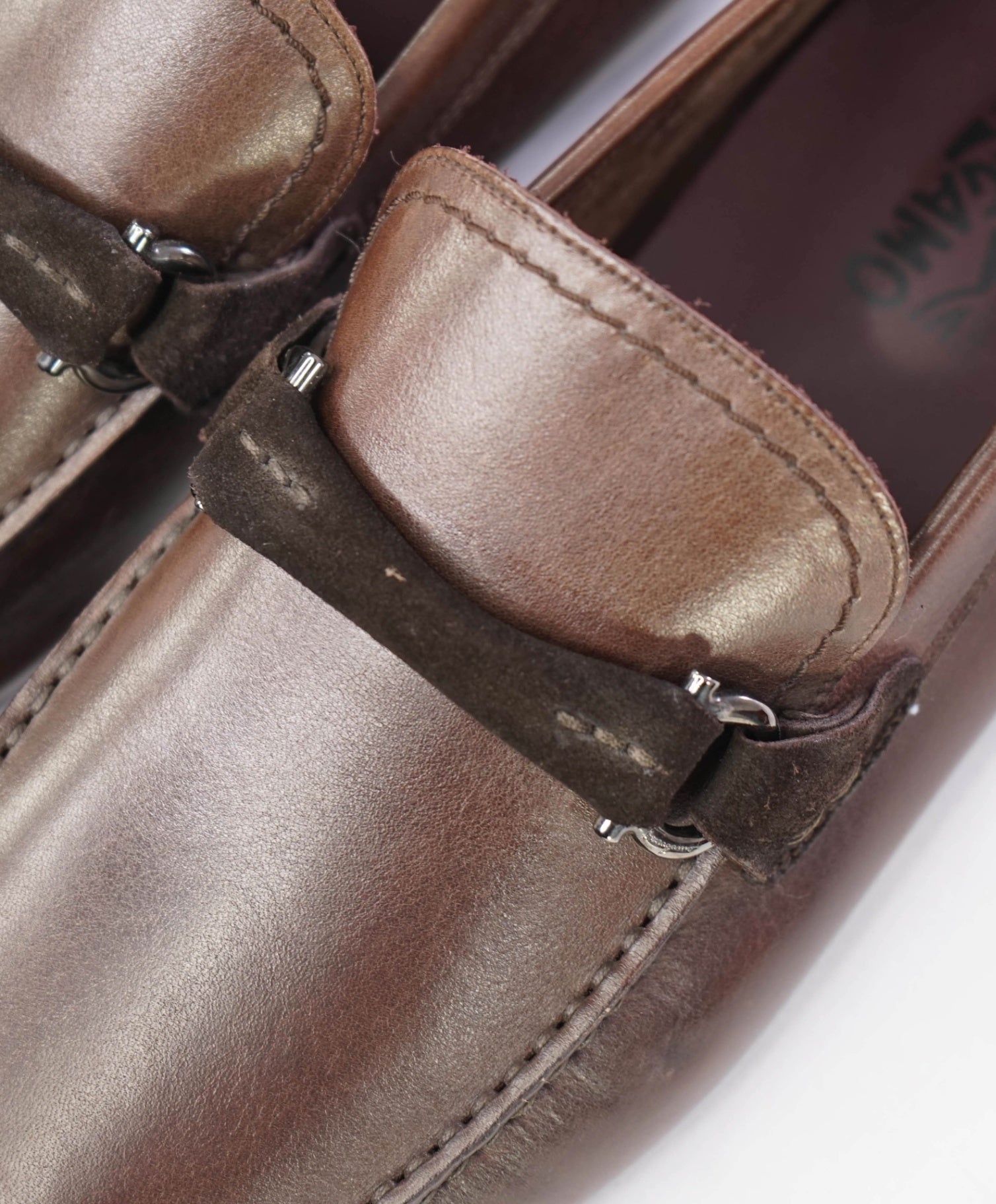 $795 Salvatore Ferragamo "GRANDPRIX" Brown Leather Loafer 9.5EE