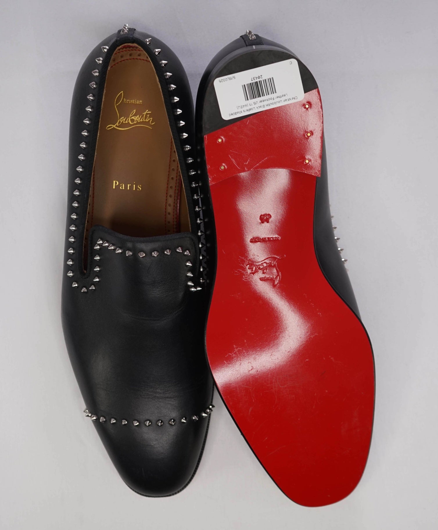 $1,545 CHRISTIAN LOUBOUTIN - *DANDY CLOO* Black Spike Loafers - US 11 (44EU)