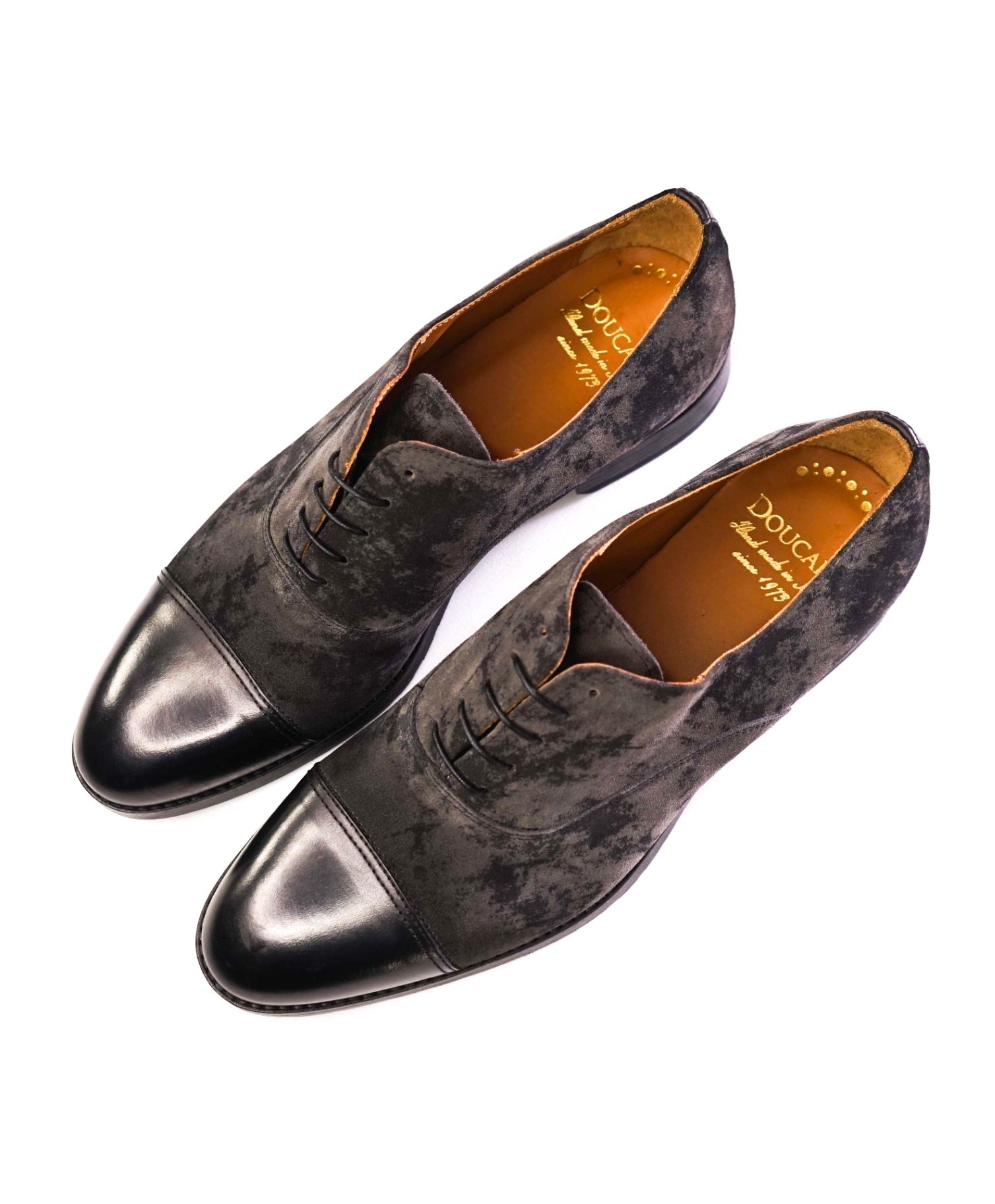 $790 Doucal's Mixed-Media Black Santoni Marble Oxfords US 10 (43EU)