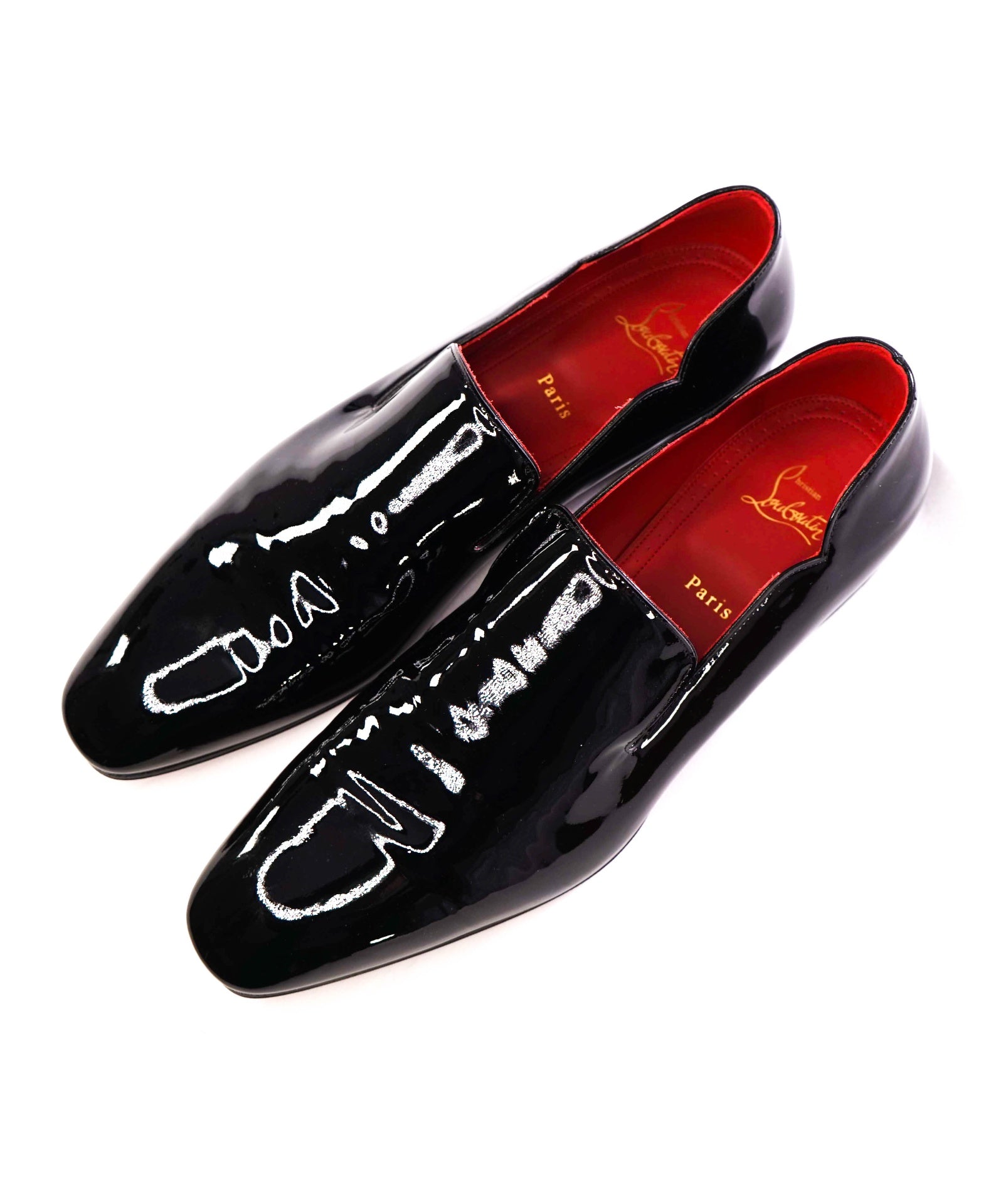 $945 CHRISTIAN LOUBOUTIN - * DANDY CHICK* Black Patent Loafers US 12.5 (45.5EU)