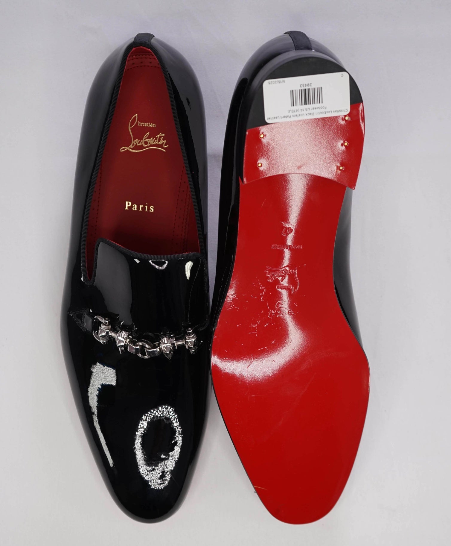 $1,725 Christian Louboutin "EQUISWING" Patent Spike Loafer US 14 (47EU)