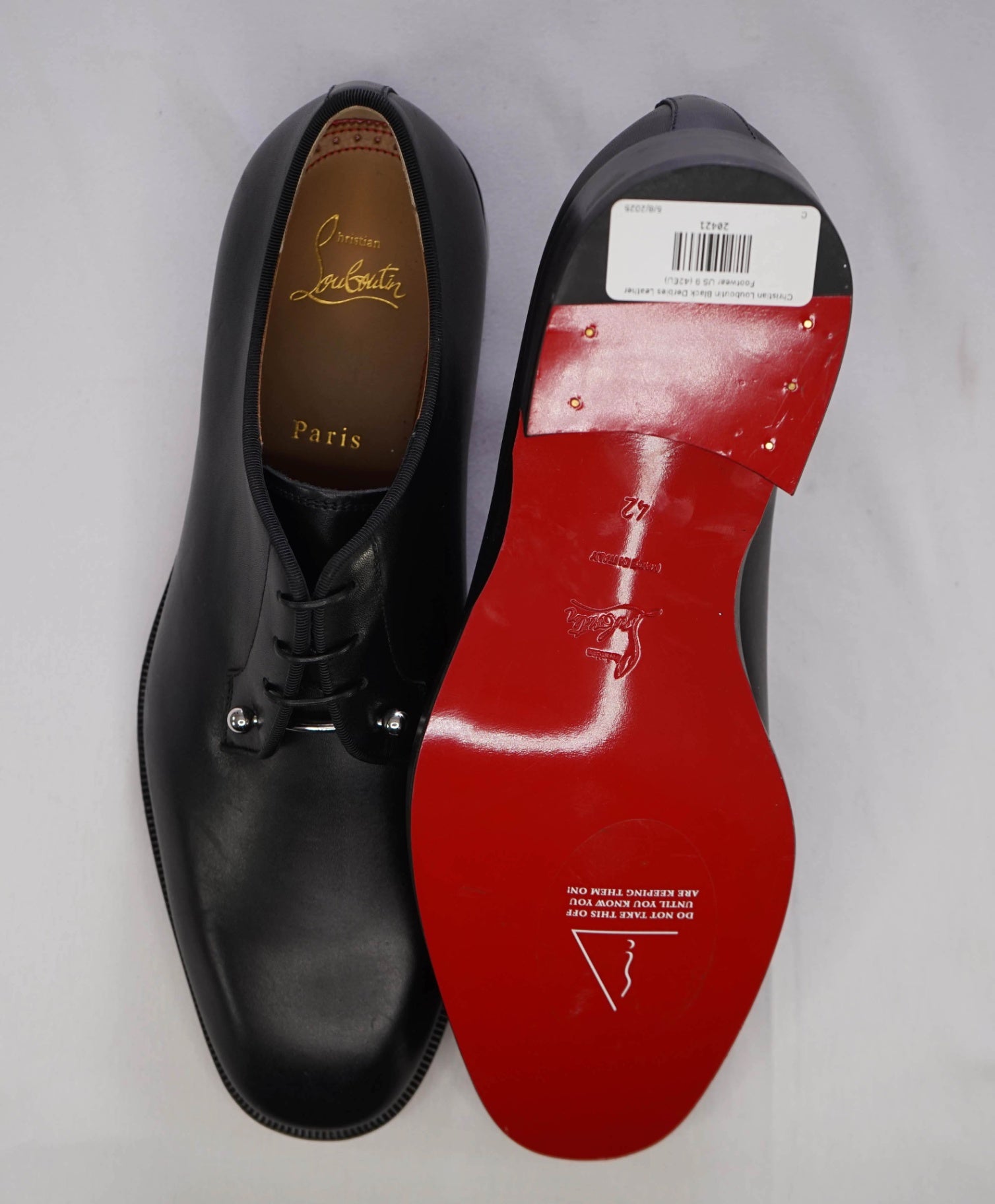 $1,250 Christian Louboutin "Chambeliss" Black Leather Oxfords US 9 (42EU)