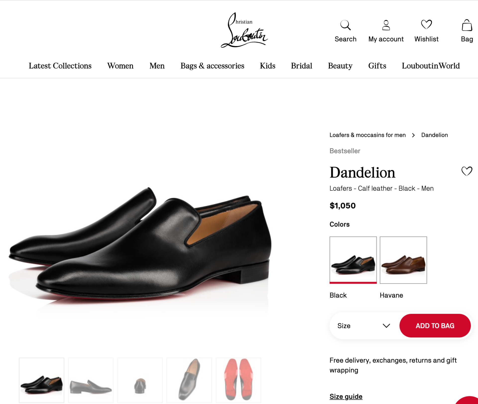 $1,050 CHRISTIAN LOUBOUTIN - * Dandelion* Black Leather Loafers US 10 (43EU)