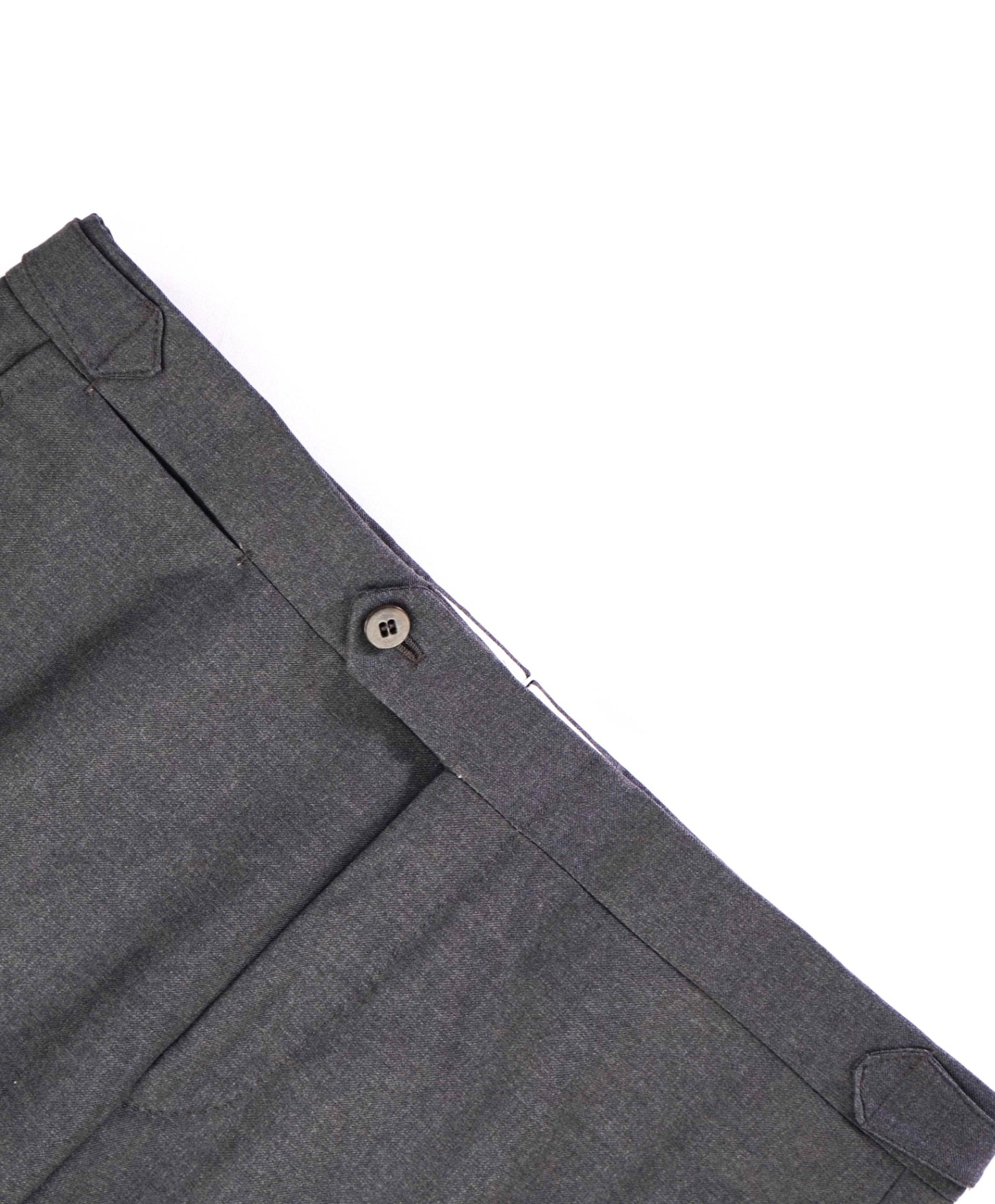 $995 ISAIA Solid Grey "SIDE TABS" Wool Flat Front Dress Pants 34W
