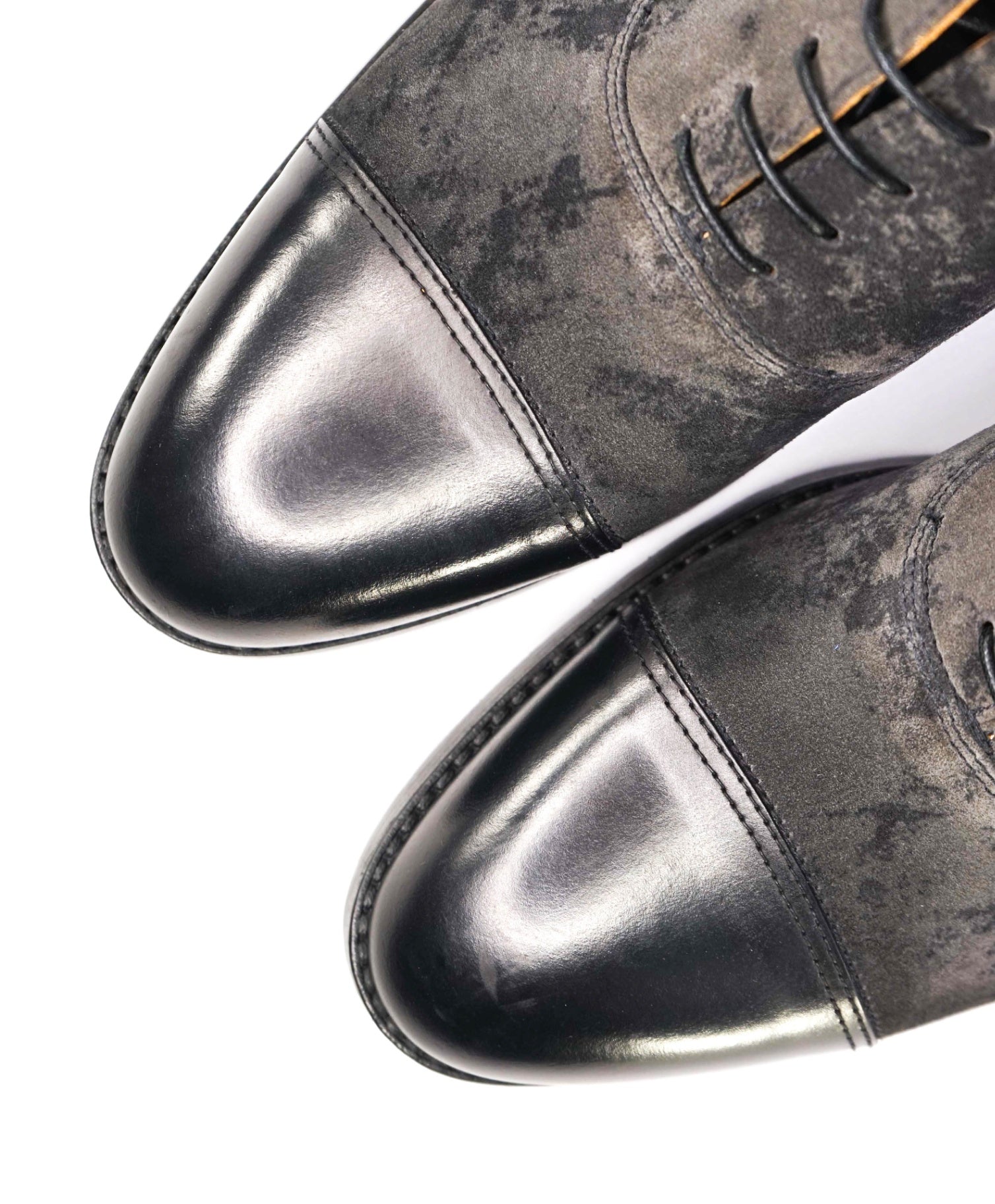 $790 Doucal's Mixed-Media Black Santoni Marble Oxfords US 10 (43EU)