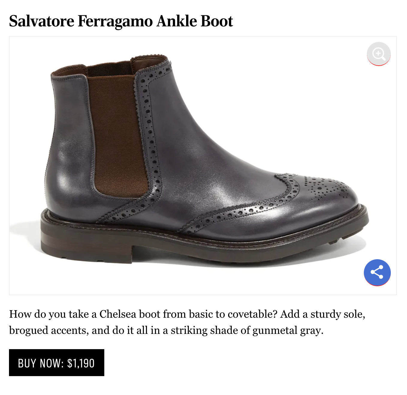 $1,190 Salvatore Ferragamo "TRAMEZZA" Navy Ankle Boots Leather 9 EE