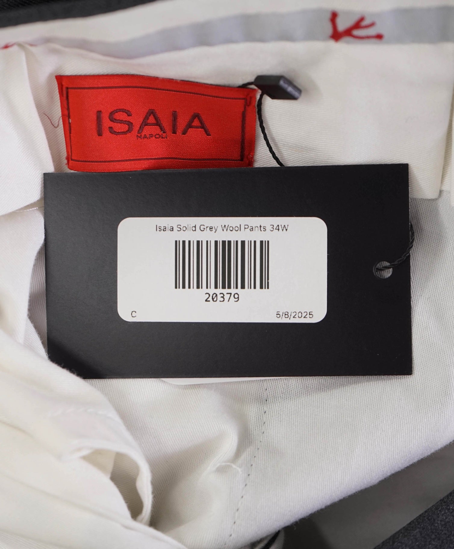 $995 ISAIA Solid Grey "SIDE TABS" Wool Flat Front Dress Pants 34W